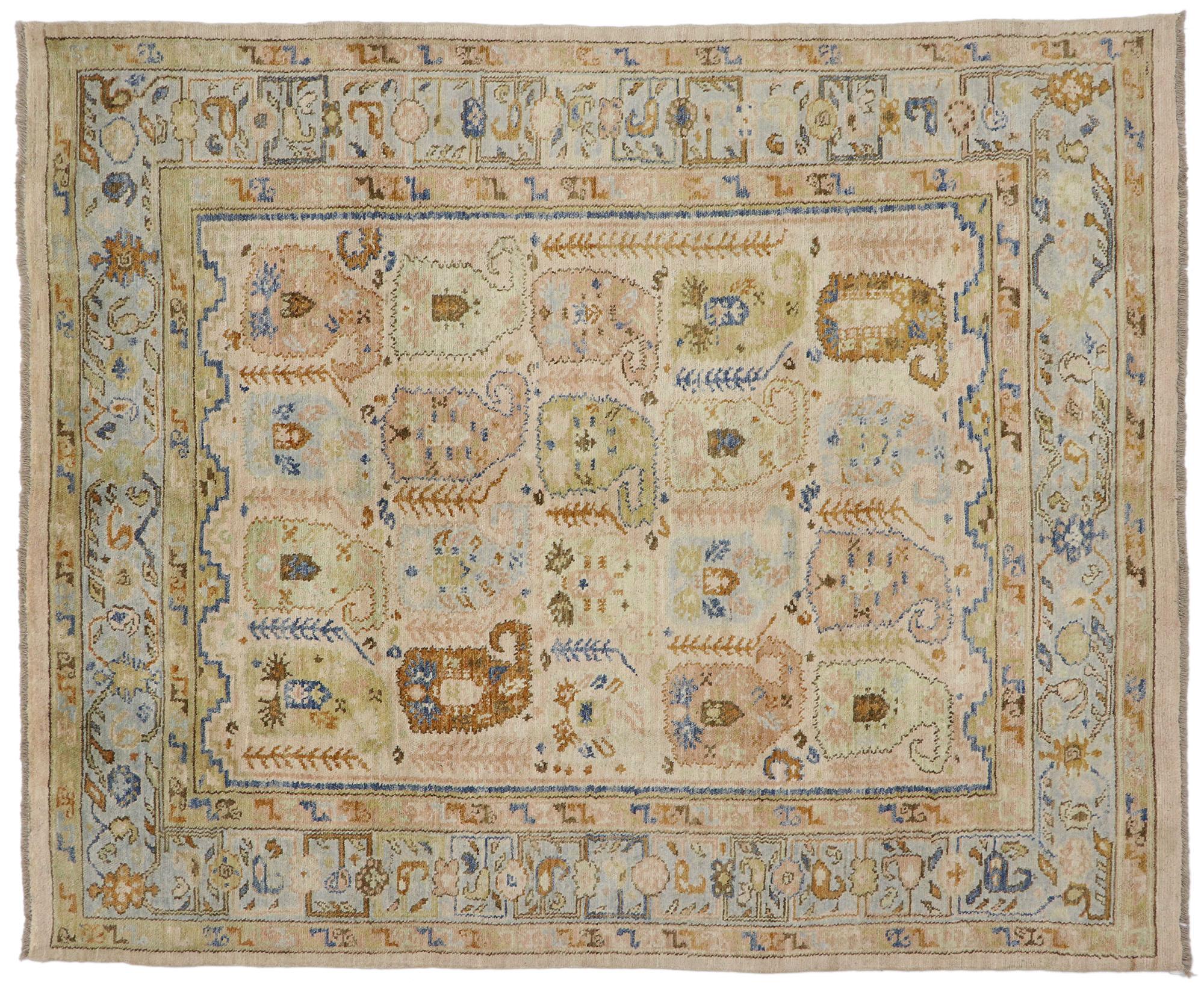 New Contemporary Oushak Boteh Rug with Modern Style For Sale 3