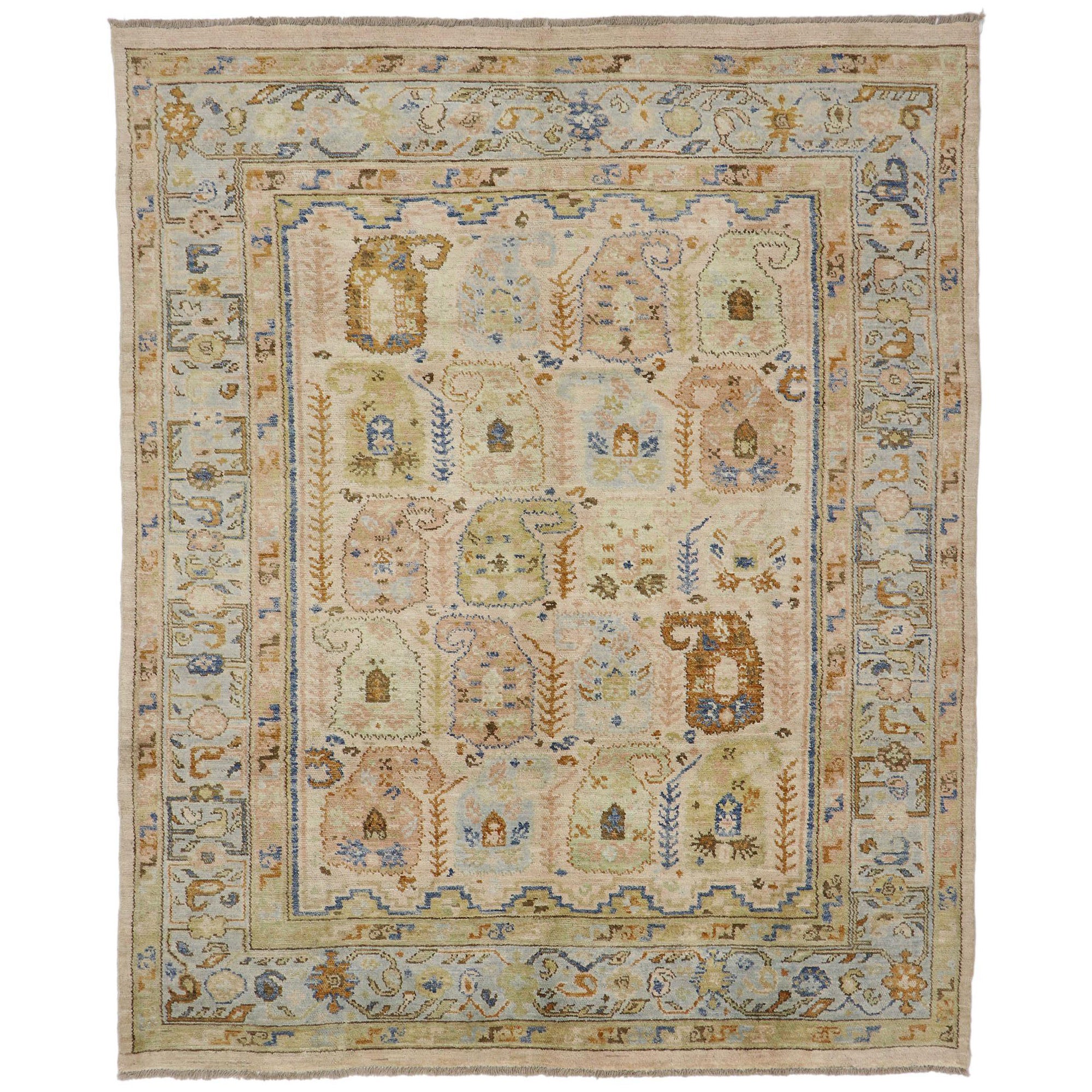 Nuovo tappeto contemporaneo Oushak Boteh con stile moderno in vendita