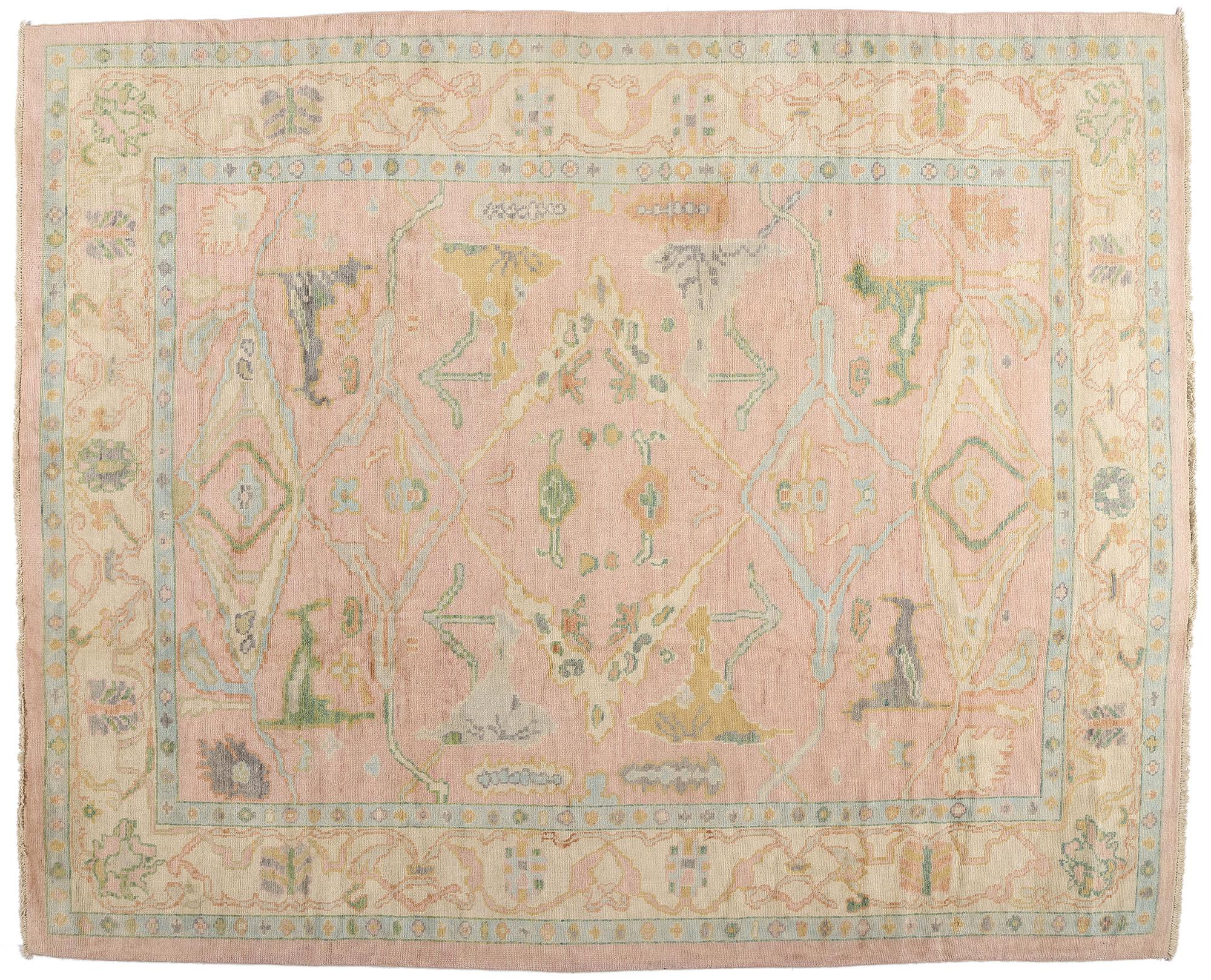 Tappeto moderno Oushak rosa con stile provinciale francese &New in vendita 3