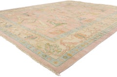 New Modern Pink Oushak Carpet with French Provincial Style