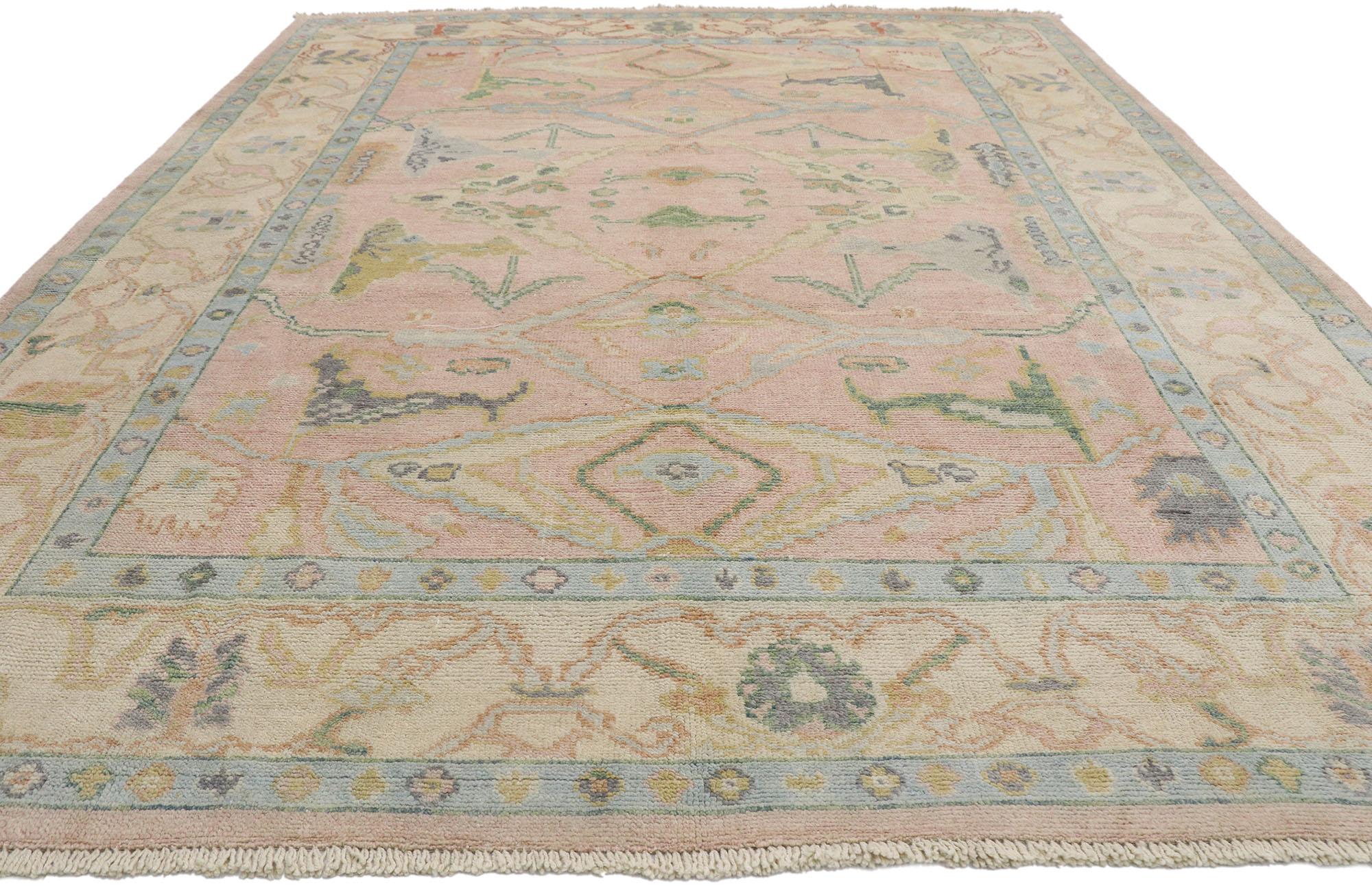 Pakistani New Contemporary Oushak Design Rug with Modern Georgian Style For Sale