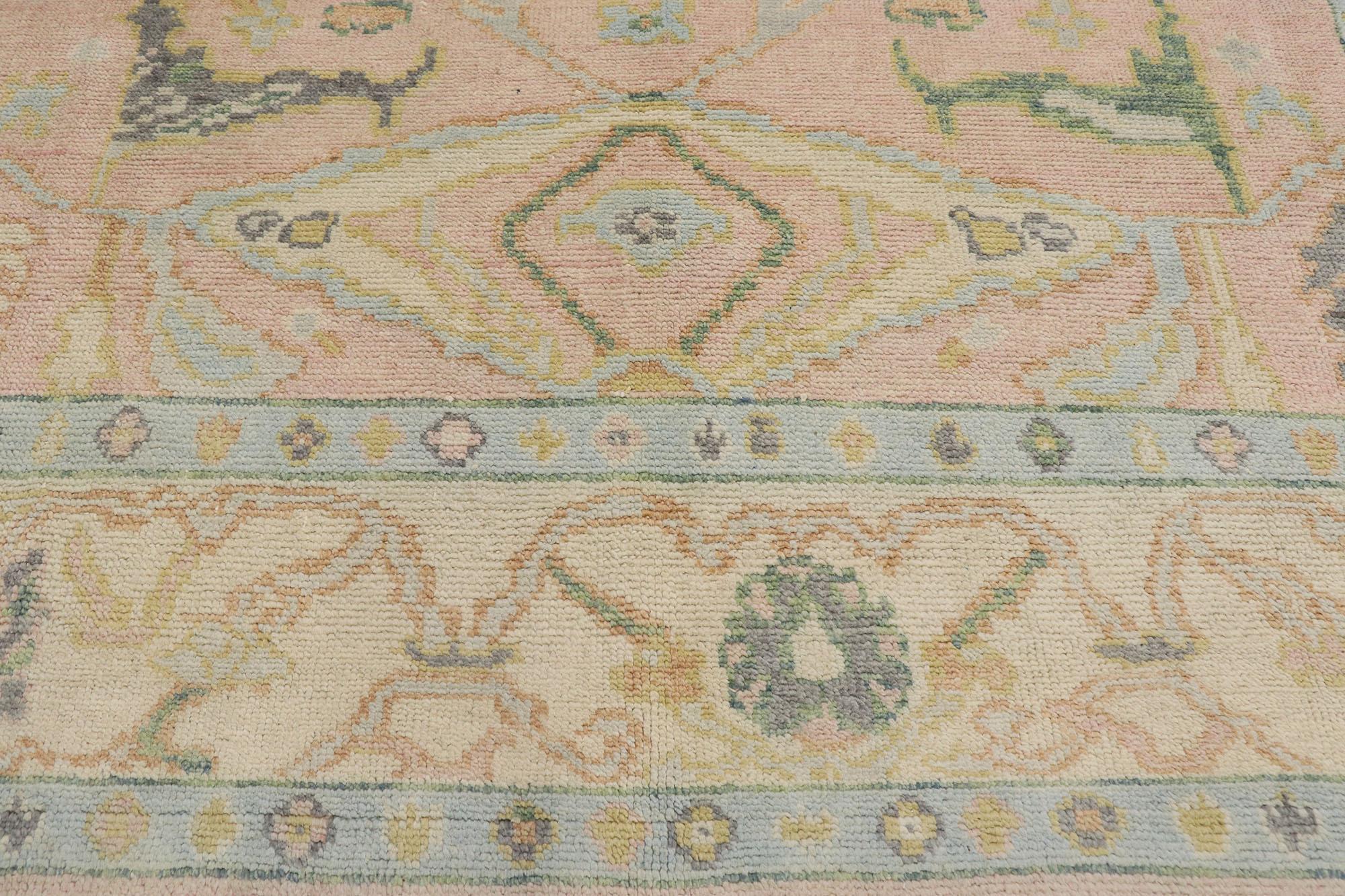 Hand-Knotted New Contemporary Oushak Design Rug with Modern Georgian Style For Sale