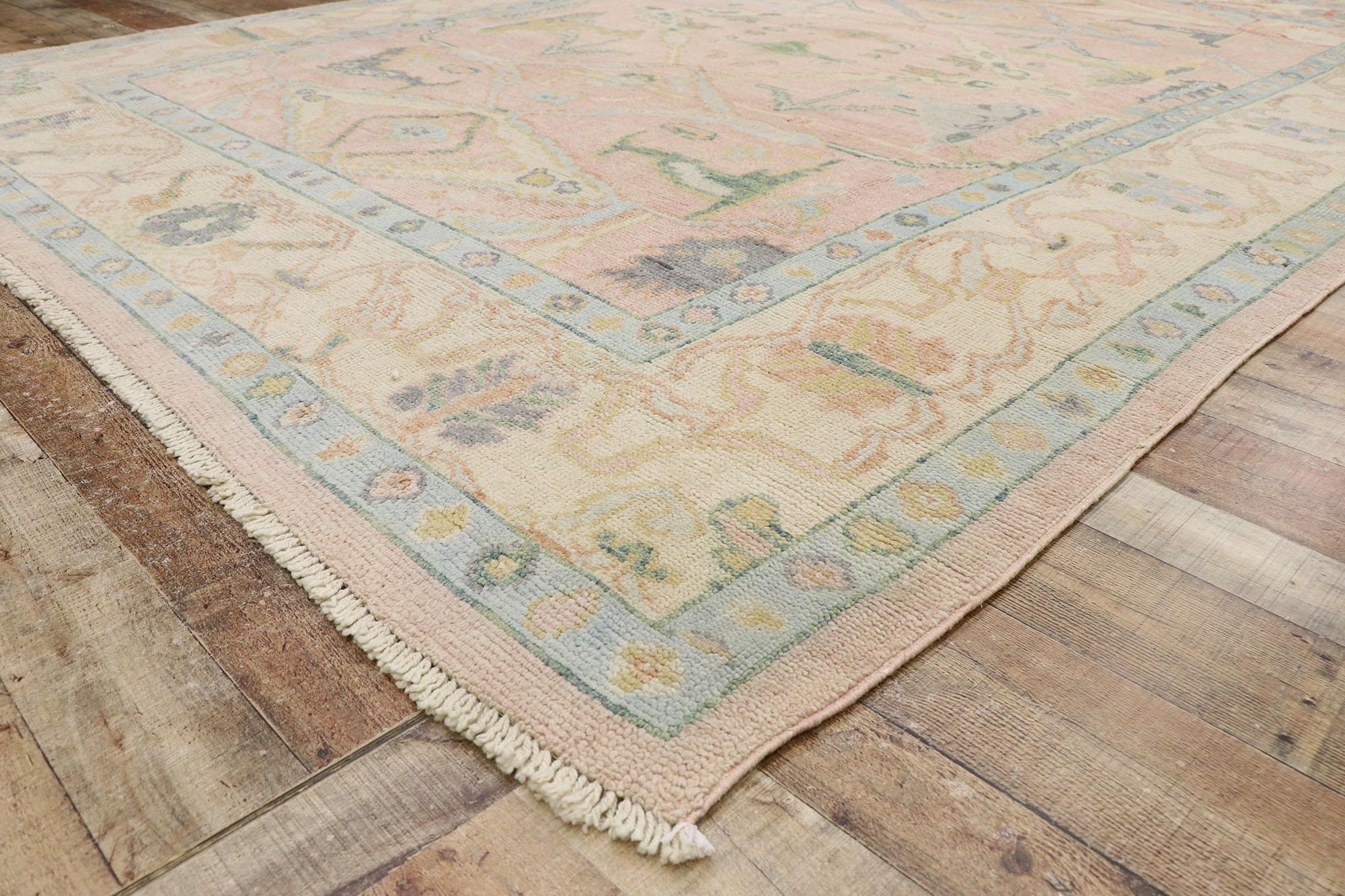 Wool New Contemporary Oushak Design Rug with Modern Georgian Style For Sale