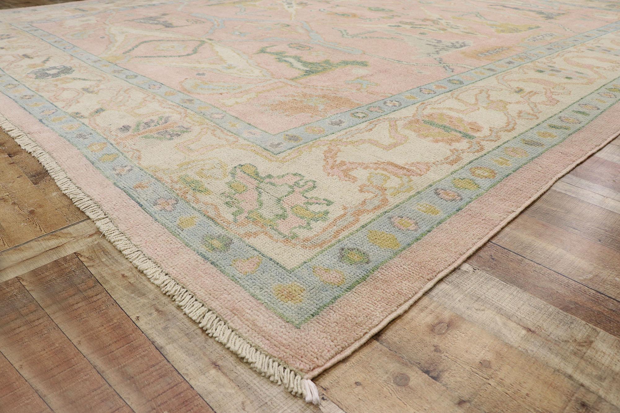 Hand-Knotted New Contemporary Oushak Design Rug with Modern Georgian Style For Sale
