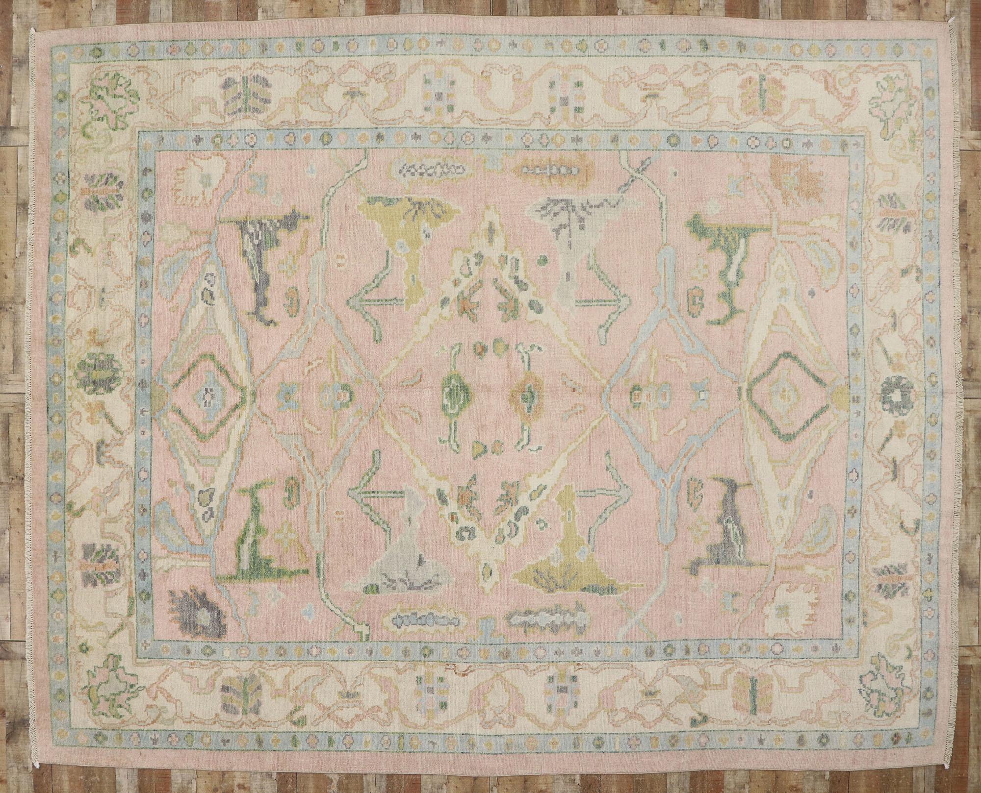 Wool New Contemporary Oushak Design Rug with Modern Georgian Style For Sale