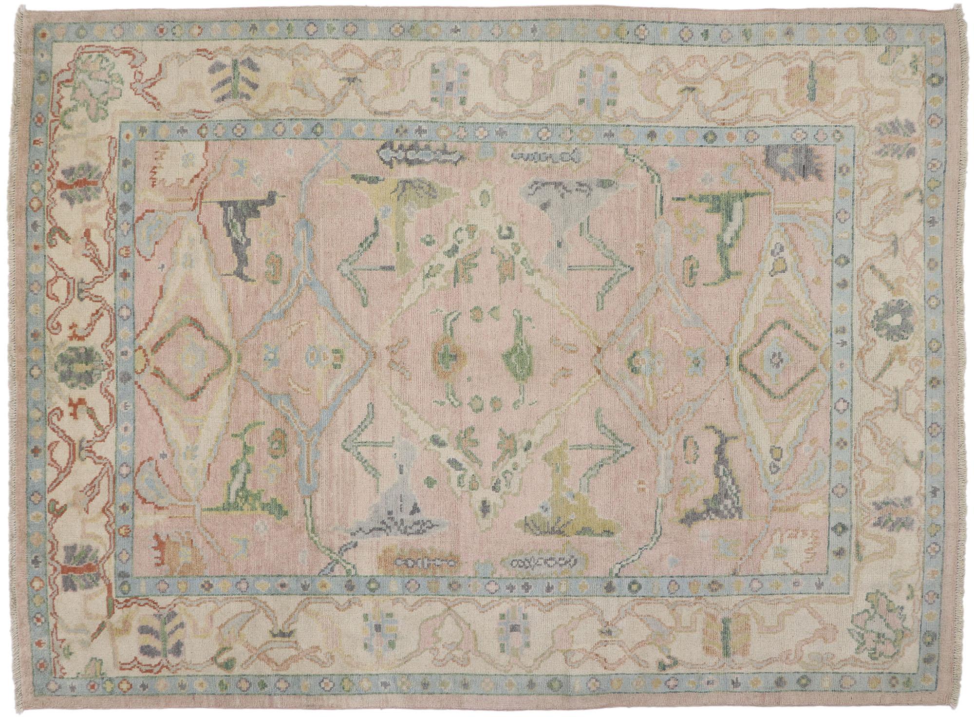 New Contemporary Oushak Design Rug with Modern Georgian Style For Sale 3