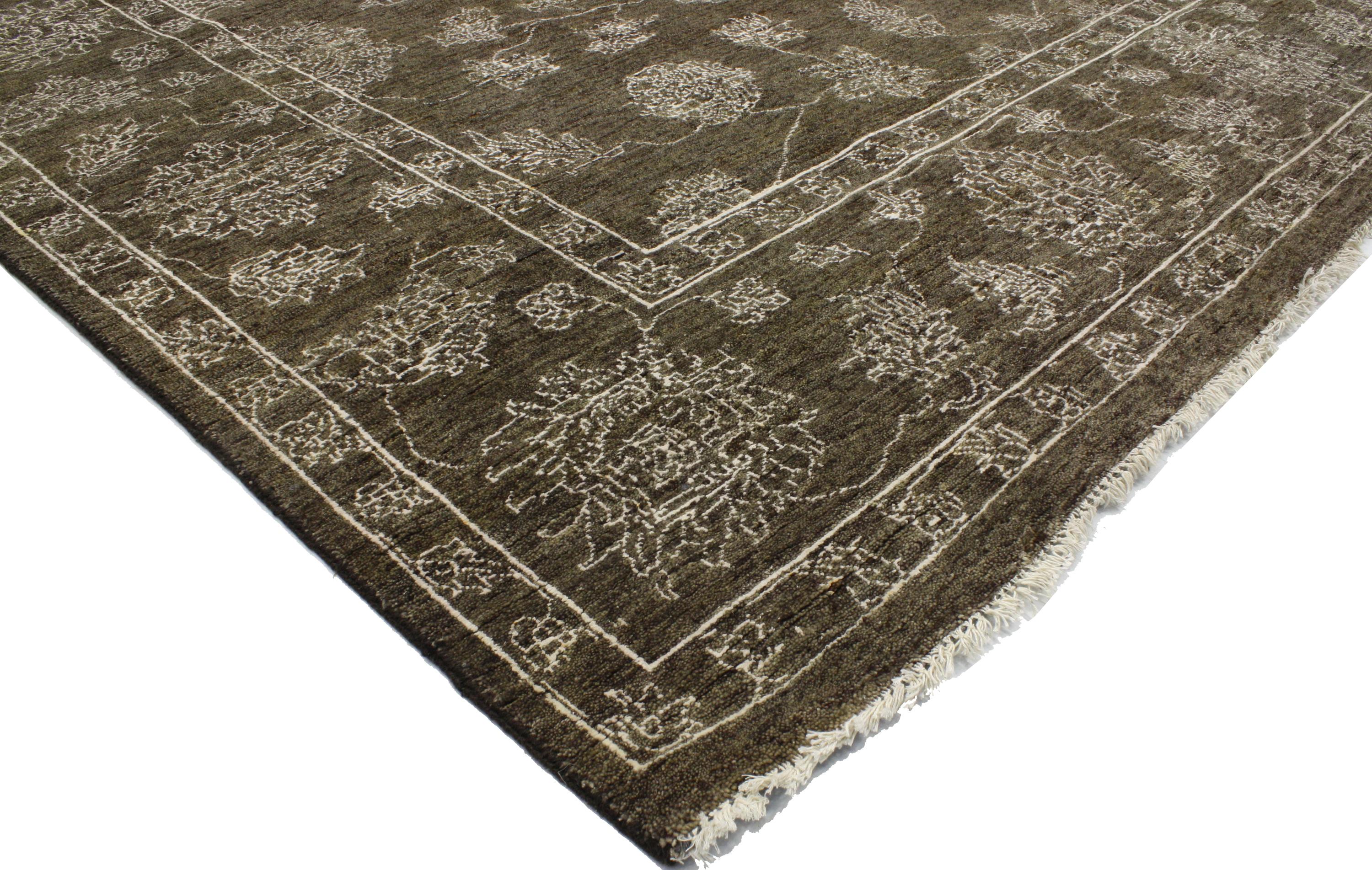 New Transitional Area Rug with Oushak Pattern and Modern Style In New Condition For Sale In Dallas, TX