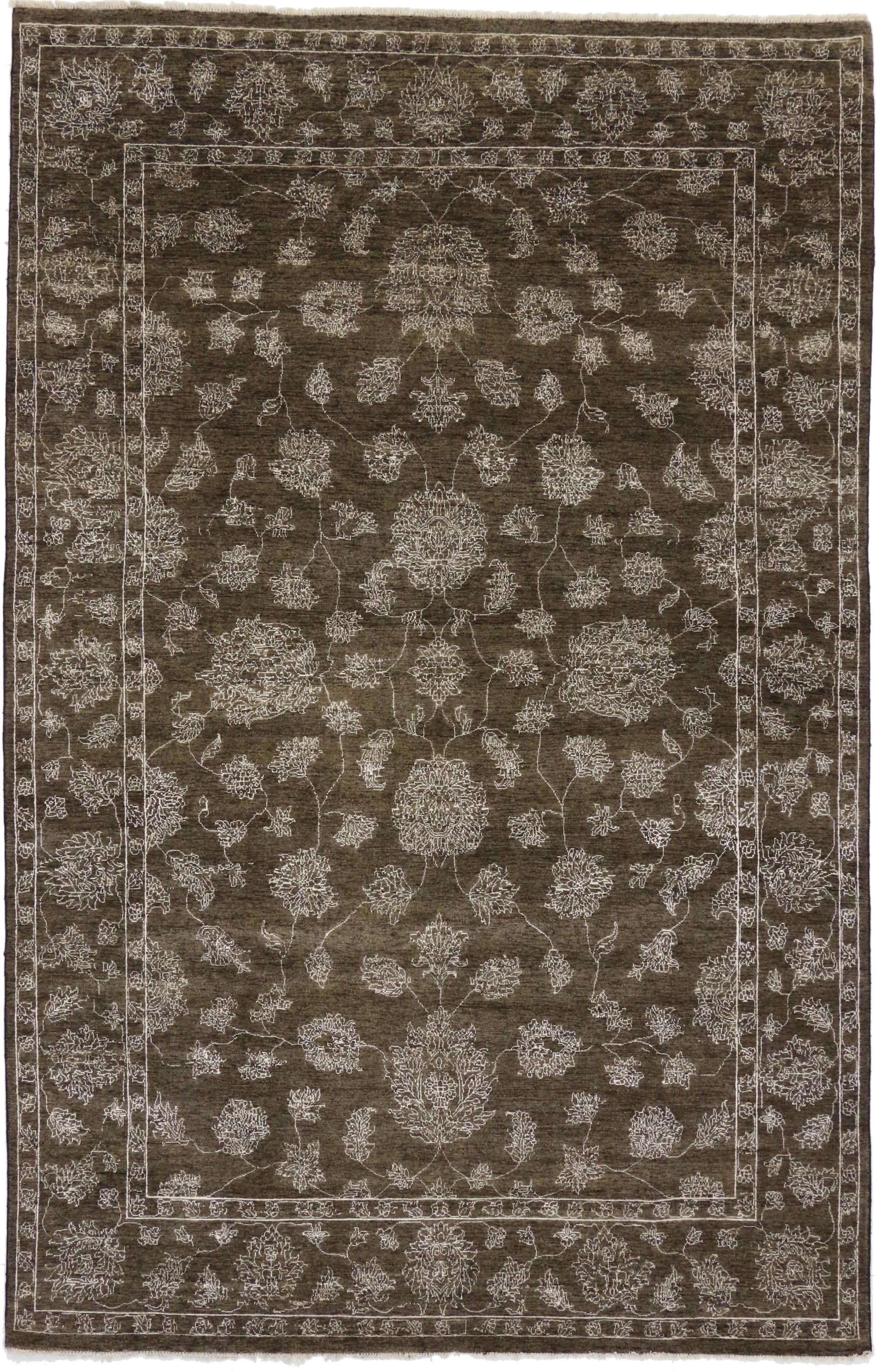 Hand-Knotted New Transitional Area Rug with Oushak Pattern and Modern Style For Sale