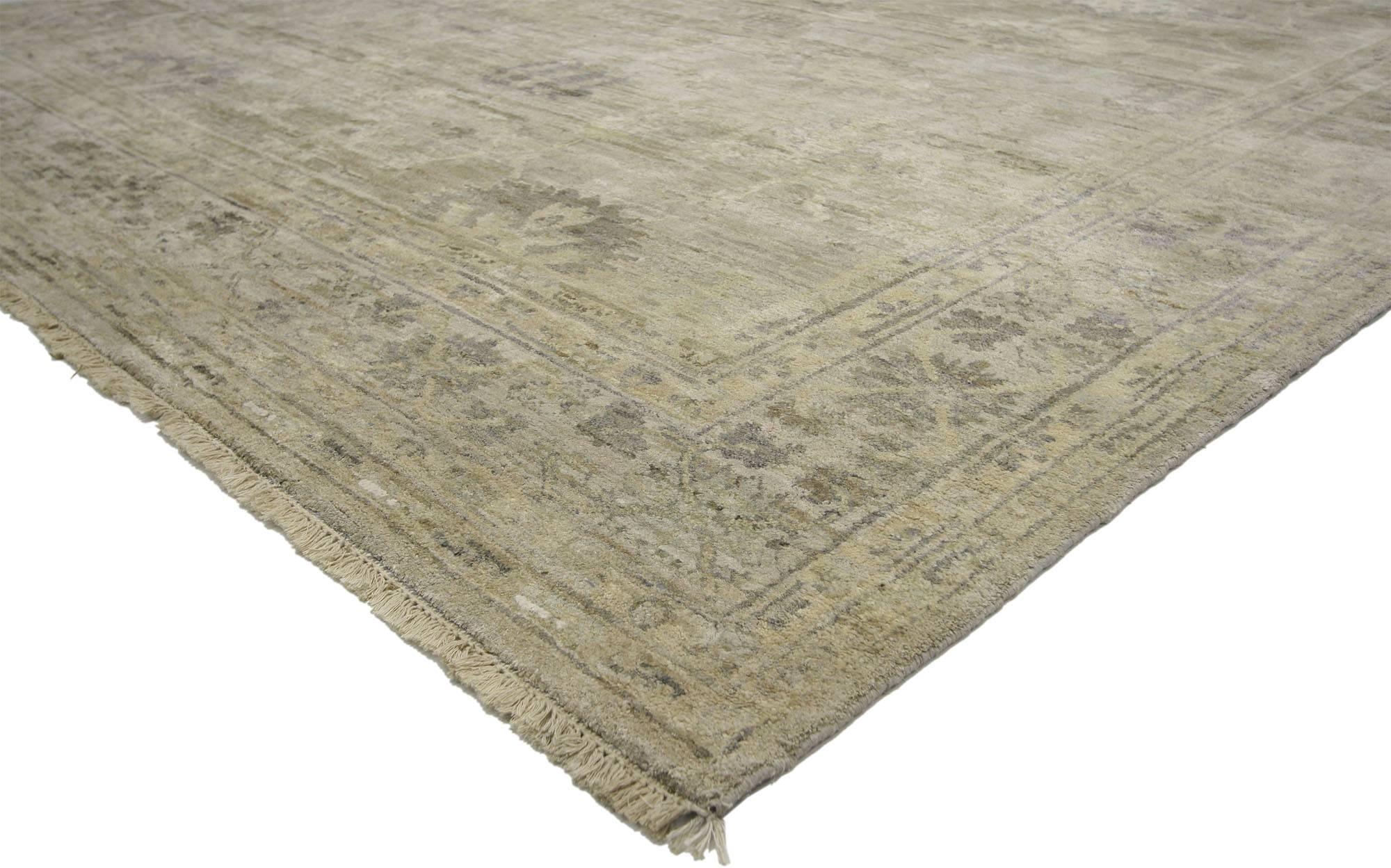 Indian New Contemporary Oushak Design Rug with Transitional Style For Sale