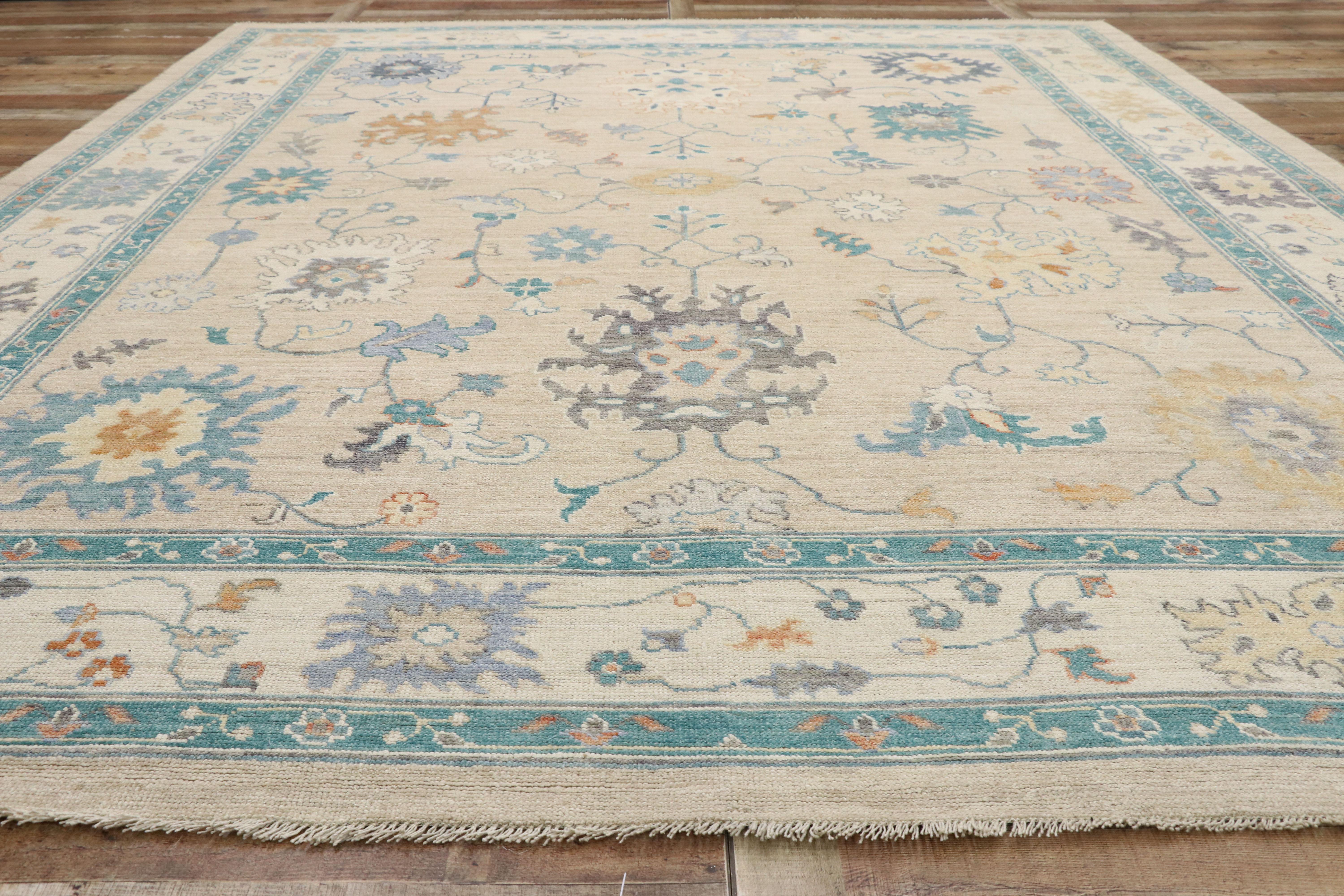 New Colorful Contemporary Oushak Carpet, 10'01 x 12'05 For Sale 1