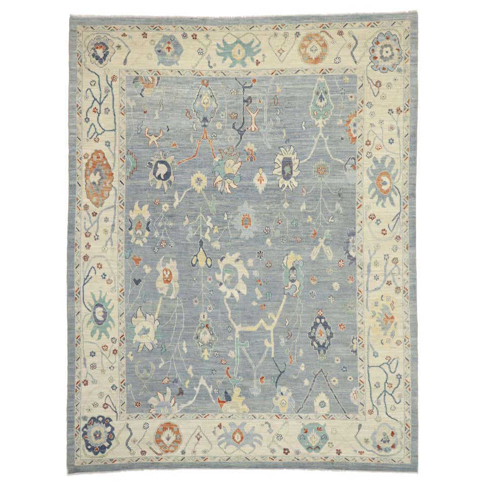 New Transitional Khotan Design Geometric Area Rug at 1stDibs