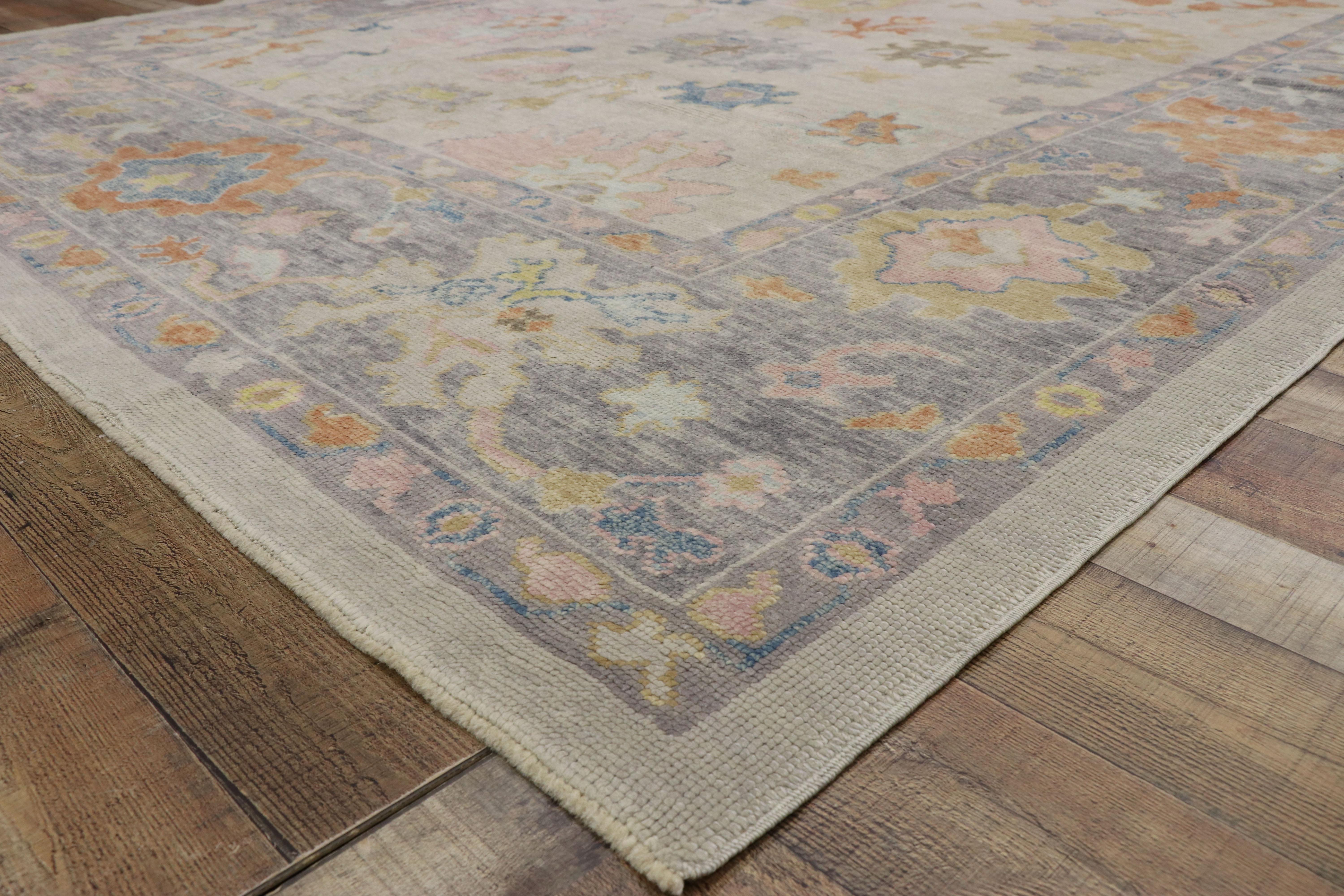 Contemporary Oushak Design Transitional Area Rug, Vintage Inspired Rug In New Condition In Dallas, TX