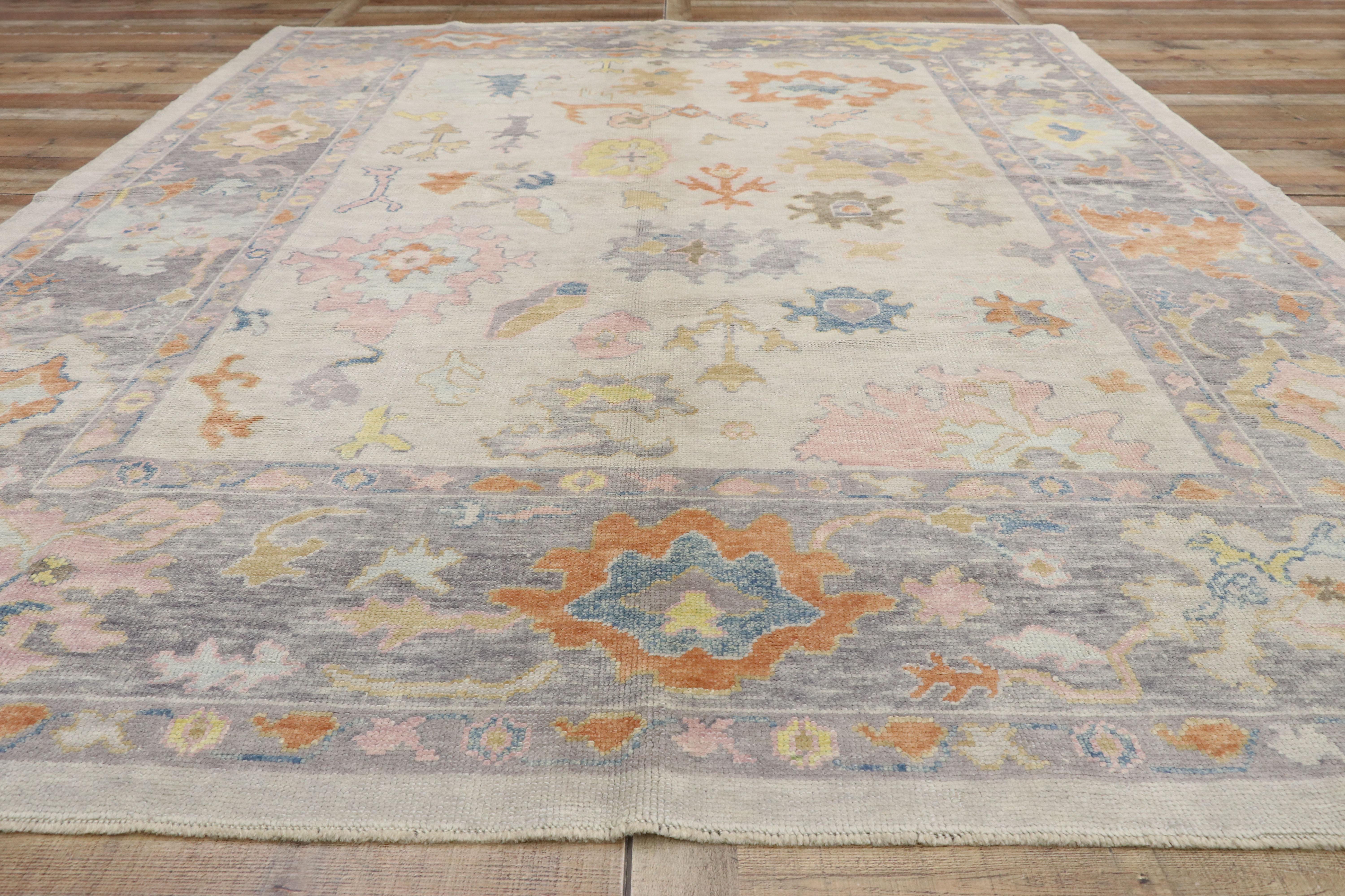 Wool Contemporary Oushak Design Transitional Area Rug, Vintage Inspired Rug