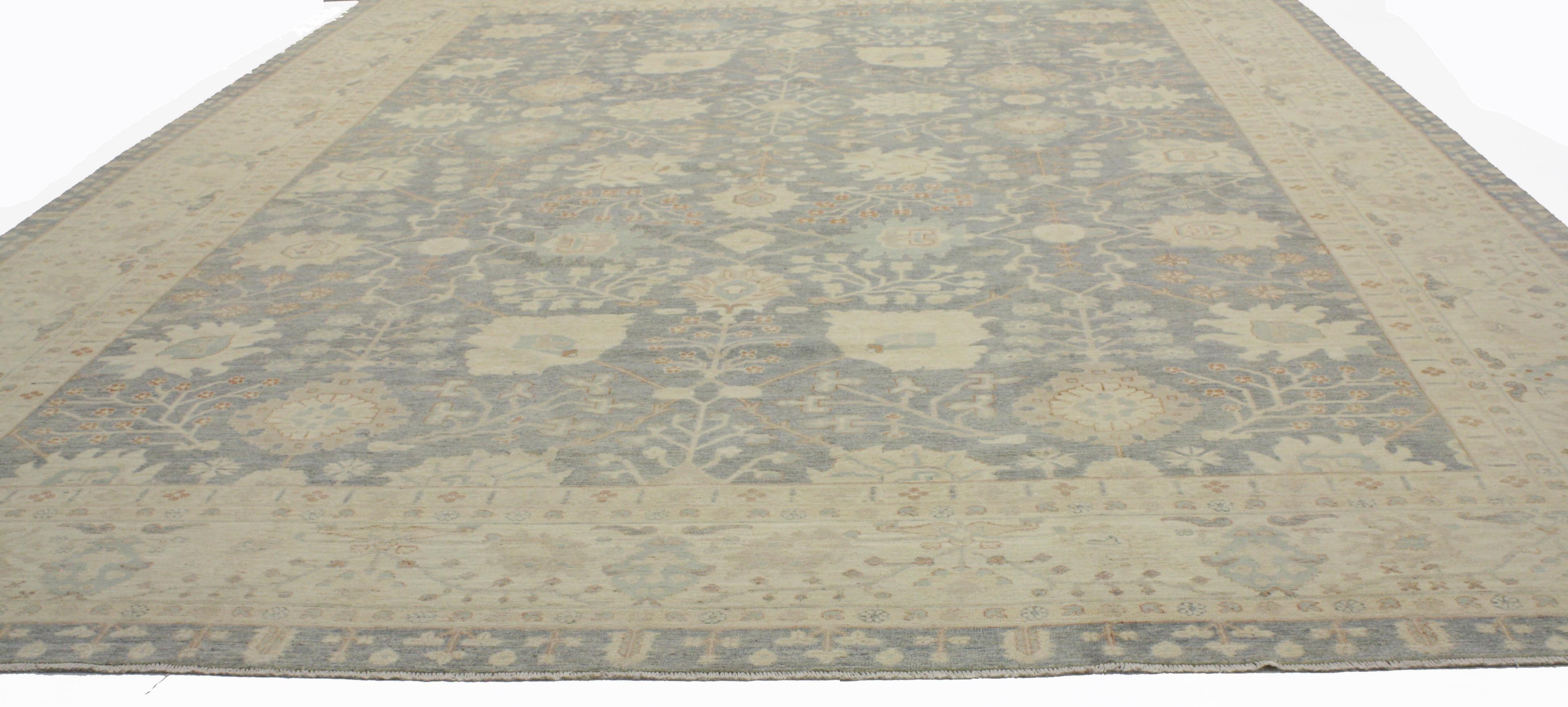 Pakistani New Contemporary Oushak Palace Size Rug with Neoclassic Transitional Style For Sale