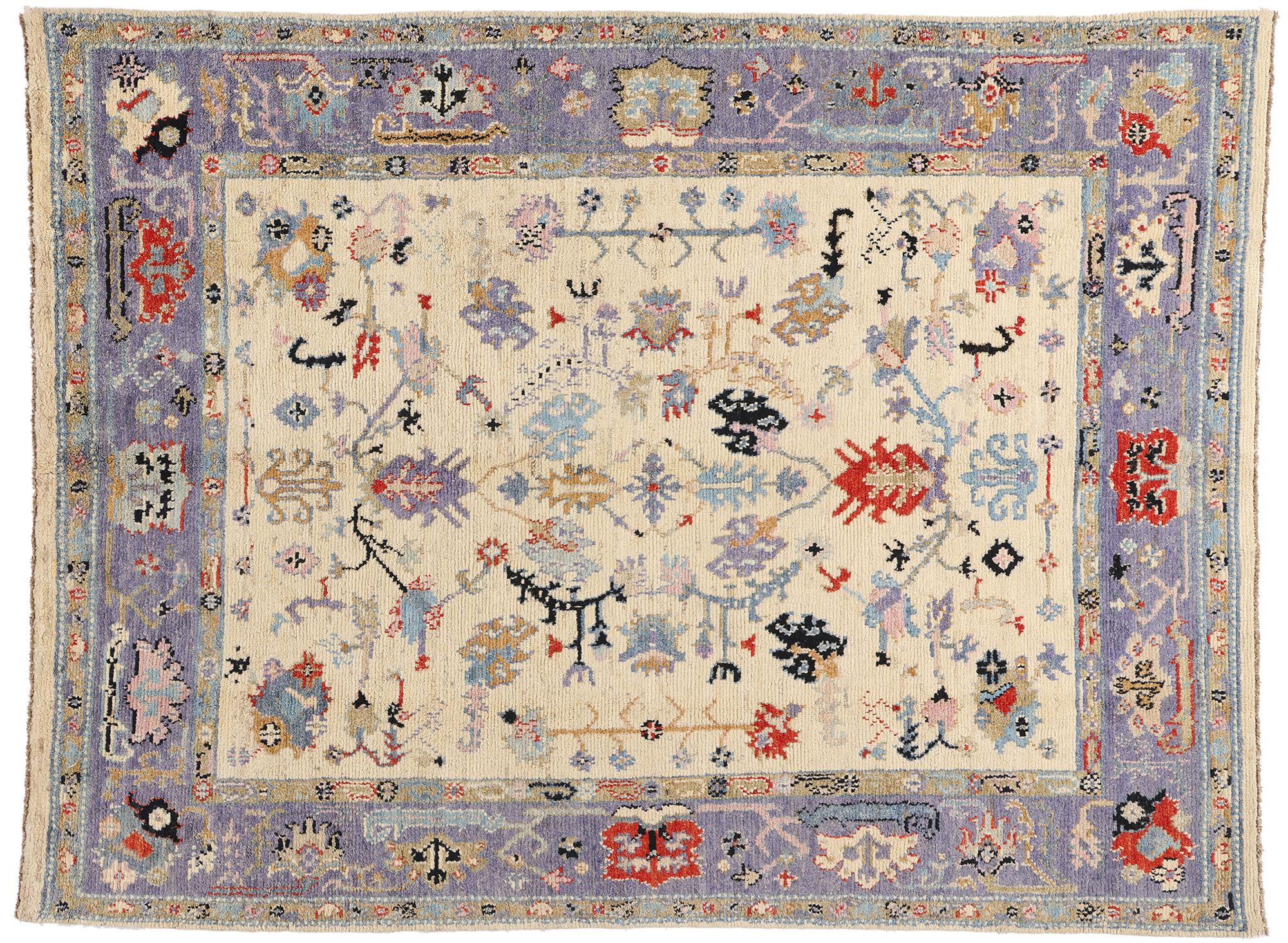 Tappeto New Contemporary Oushak, 09'03 x 12'03 in vendita 4