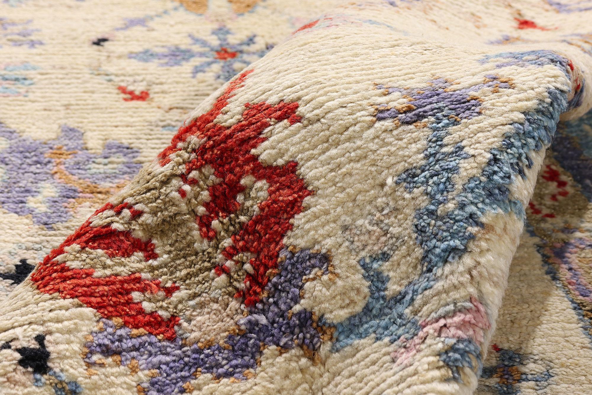 Annodato a mano Tappeto New Contemporary Oushak, 09'03 x 12'03 in vendita