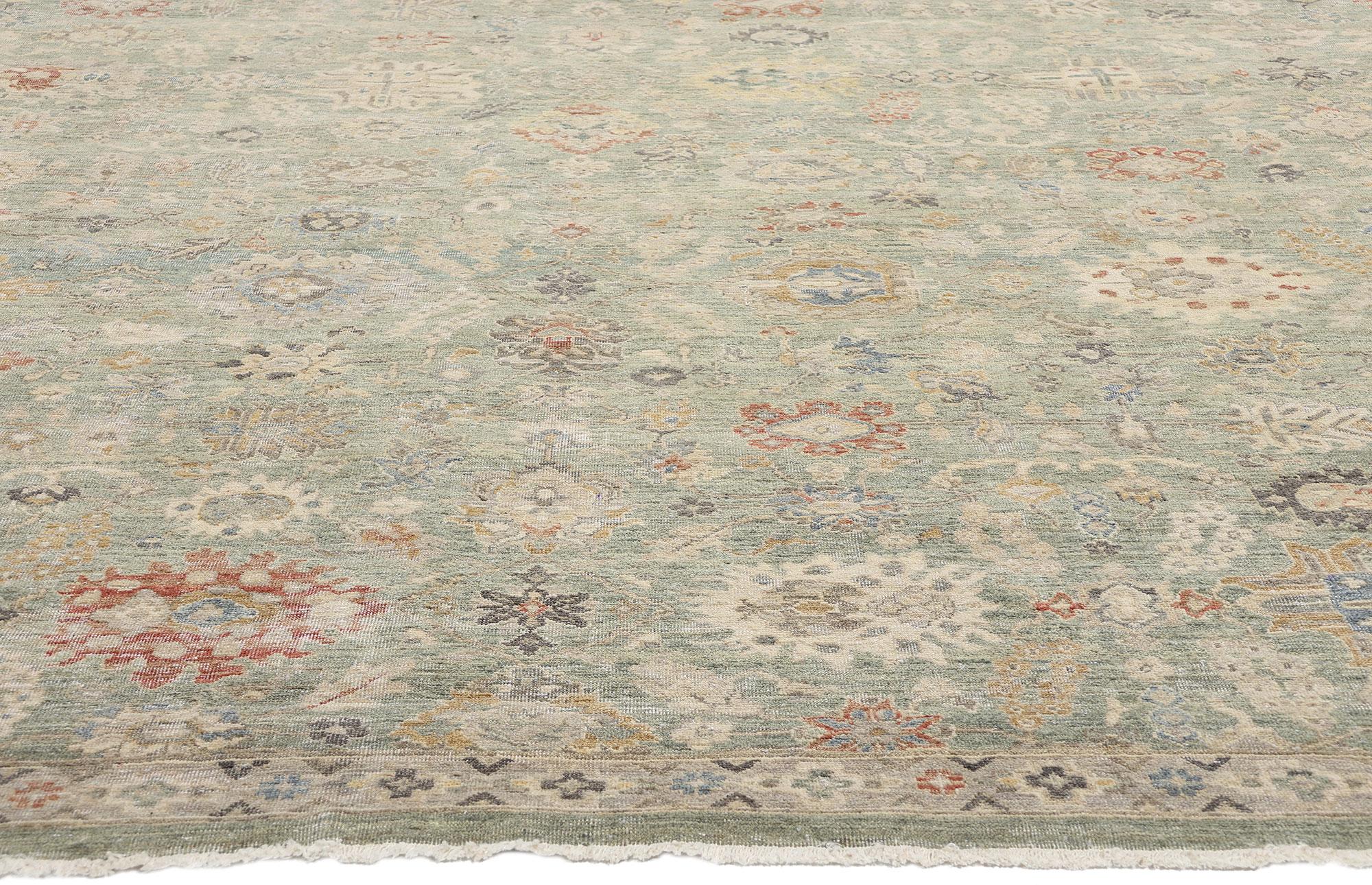 Indian New Contemporary Oushak Rug, 11'09 x 14'10 For Sale