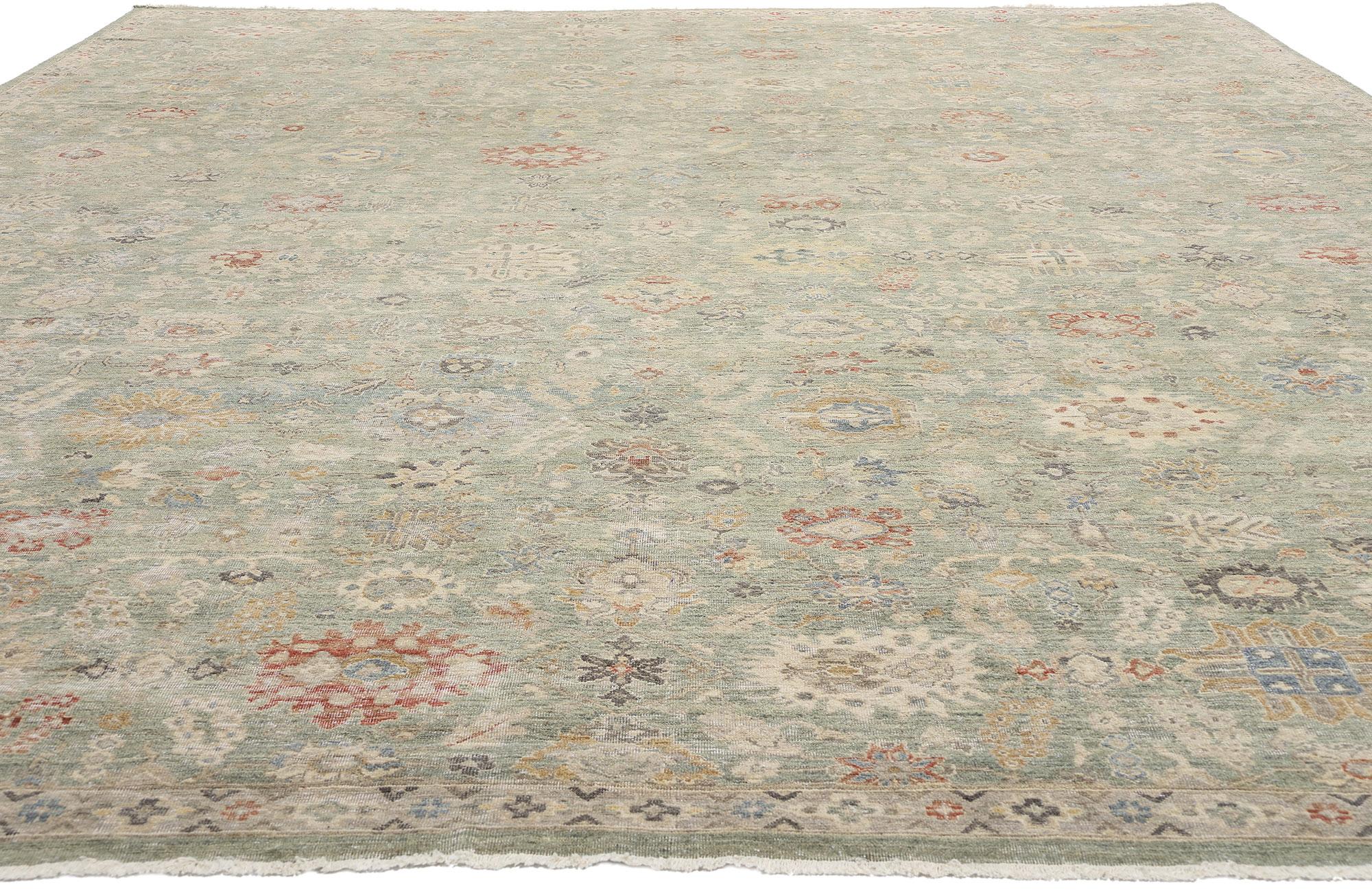 Hand-Knotted New Contemporary Oushak Rug, 11'09 x 14'10 For Sale