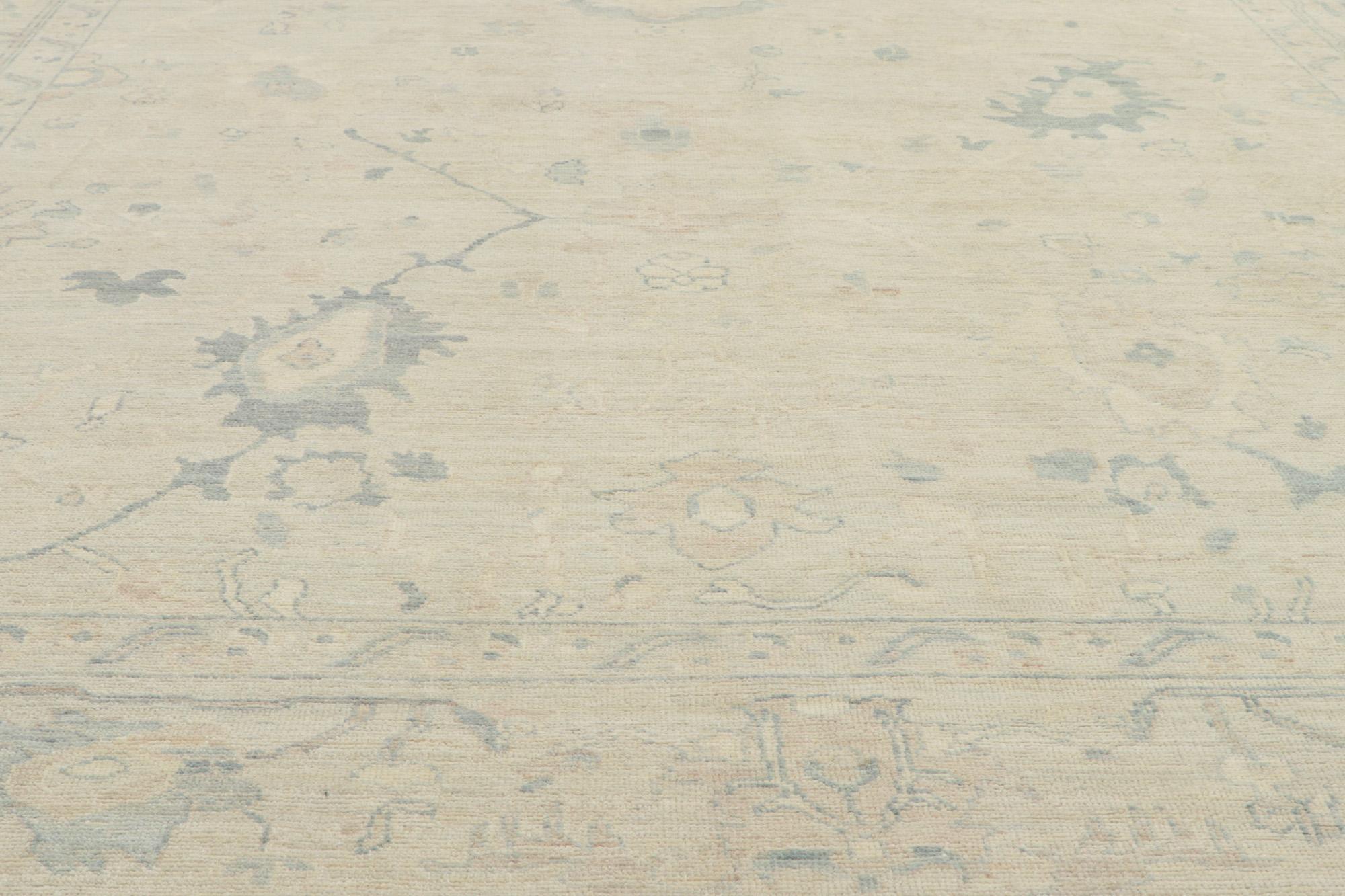 Hand-Knotted New Contemporary Oushak Rug, 09'01 x 11'10 For Sale