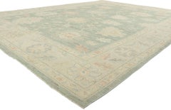 New Modern Light Green Oushak Rug with Contemporary Style
