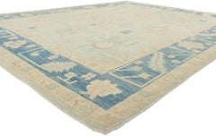 New Modern Light Blue Oushak Rug with Contemporary Style