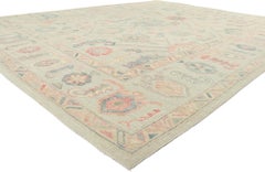 New Contemporary Colorful Oushak Carpet with Soft Pastels