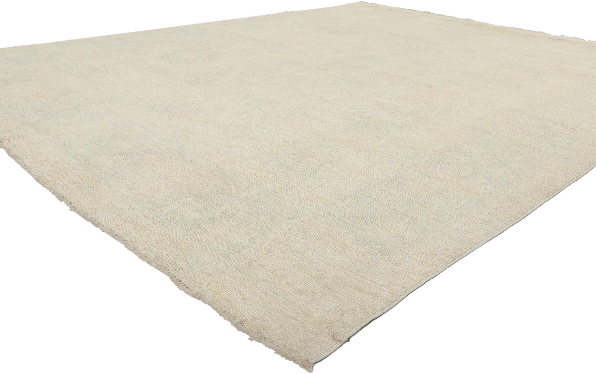 80974 New Neutral Muted Oushak Rug, 07'01 x 09'02. 
Emanating timeless style and nostalgic charm with neutral hues, this hand knotted wool muted Oushak rug creates an inimitable warmth and calming ambiance with its vintage style. The barely there