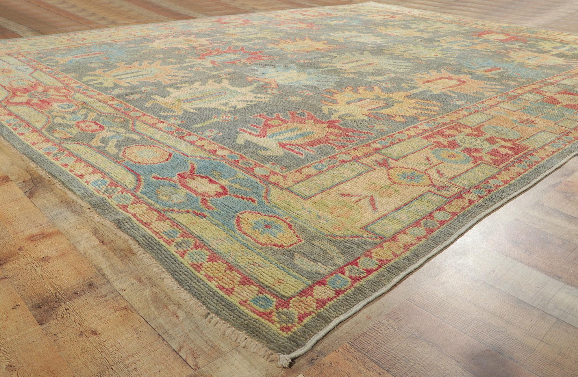 Nueva Alfombra Moderna Oushak Gris de Colores con Elegancia Contemporánea Lana en venta