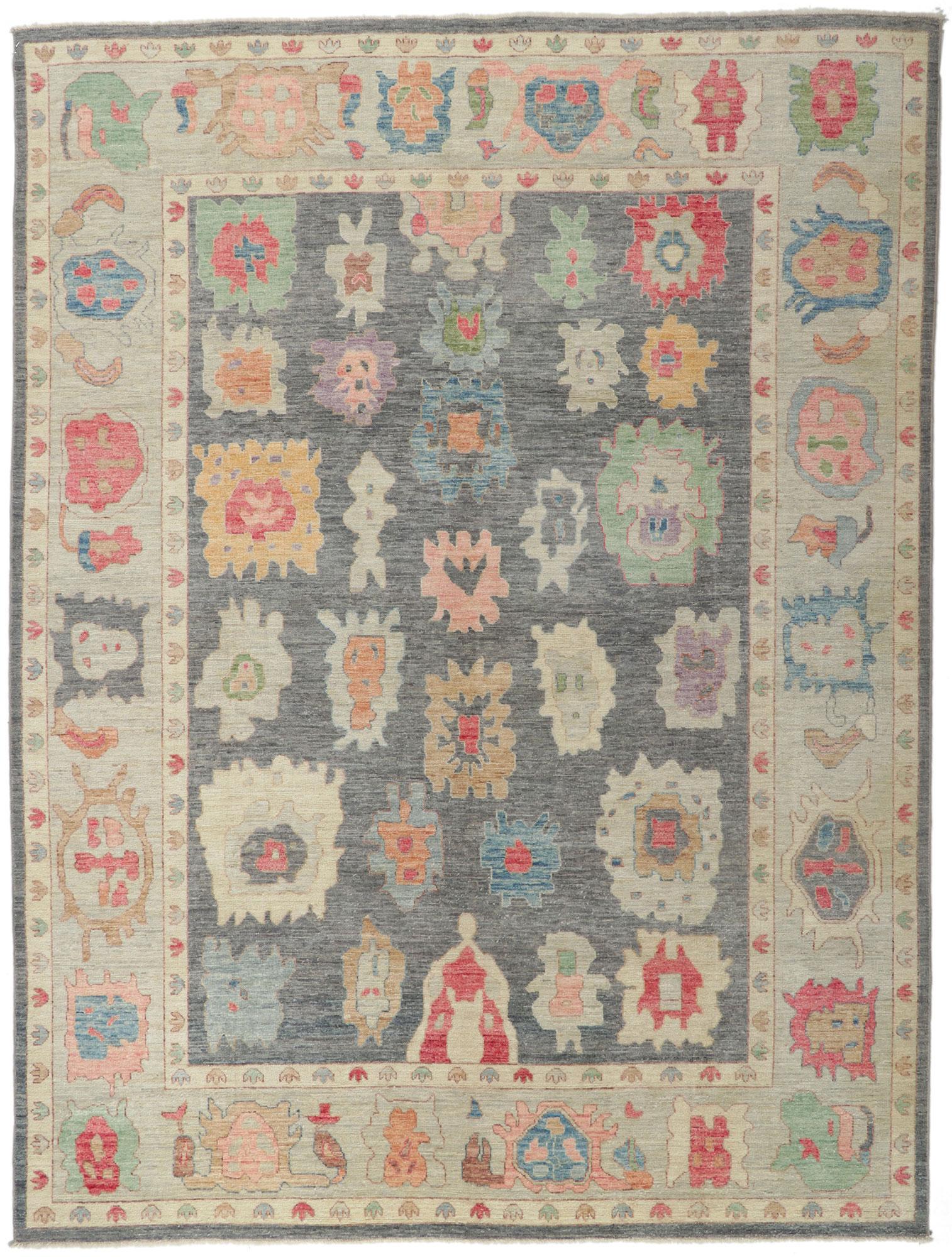 Zeitgenössischer Oushak-Teppich (Wolle) im Angebot