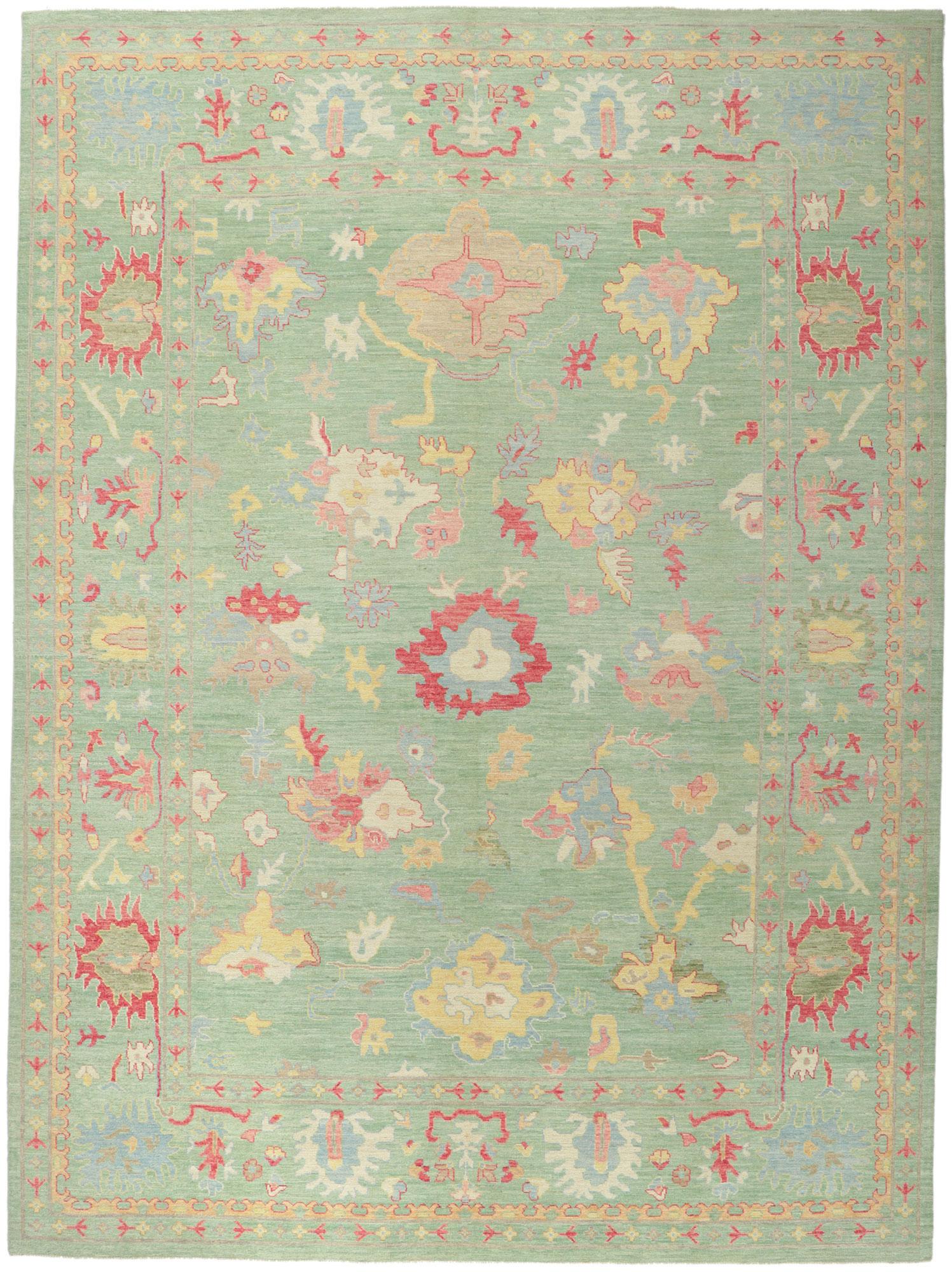 Zeitgenössischer Oushak-Teppich (Wolle) im Angebot