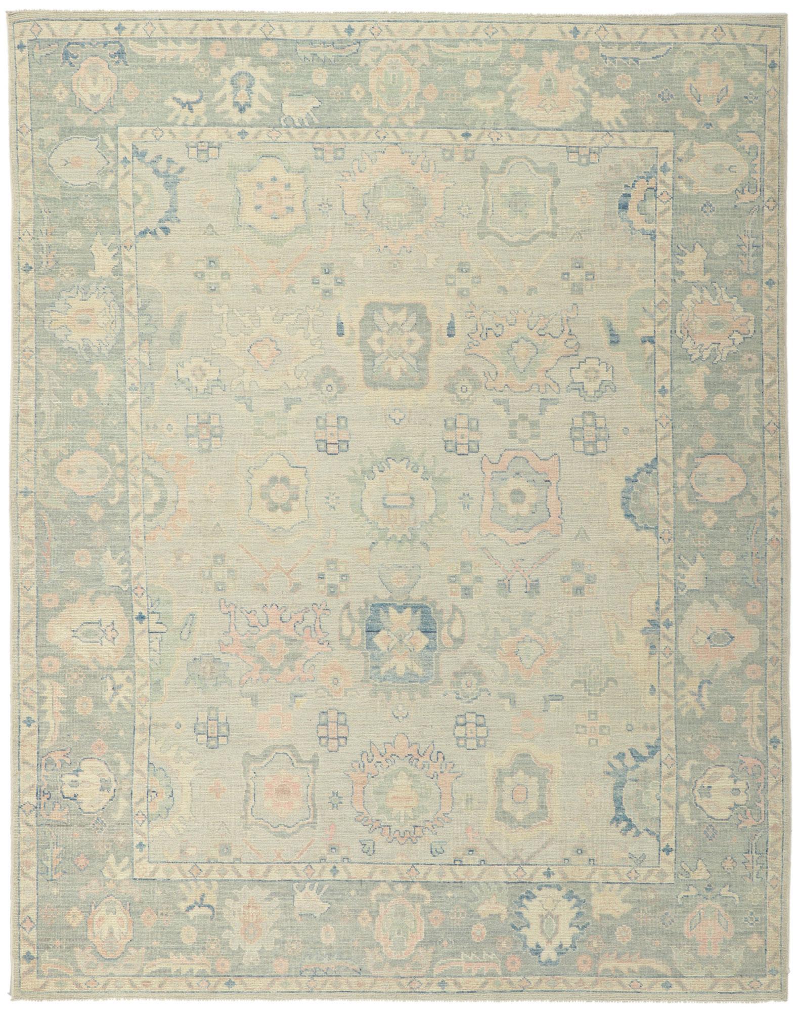 Nueva Alfombra Moderna Oushak Azul Claro de Estilo Transicional en venta 1