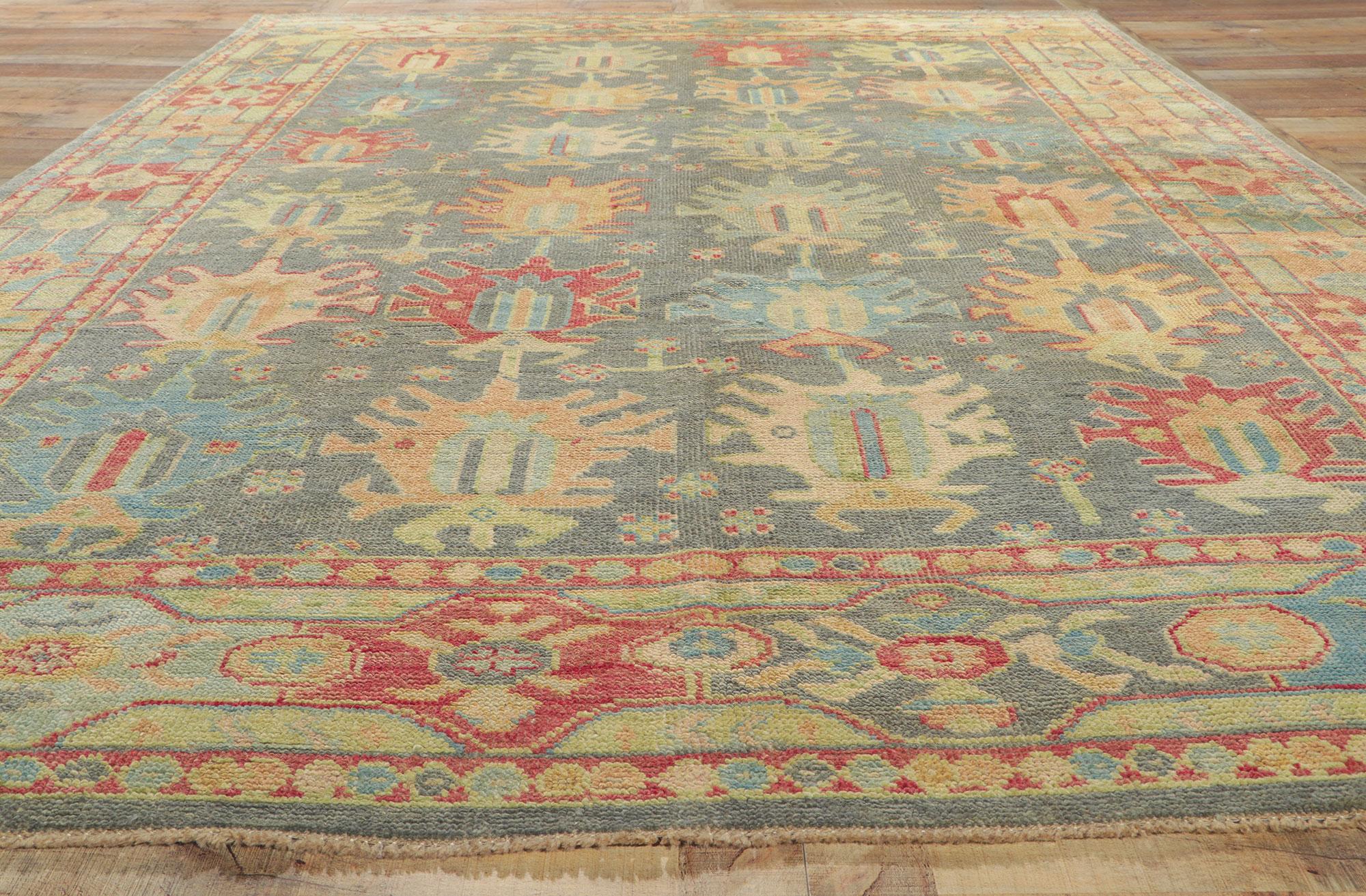 Nueva Alfombra Moderna Oushak Gris de Colores con Elegancia Contemporánea en venta 1