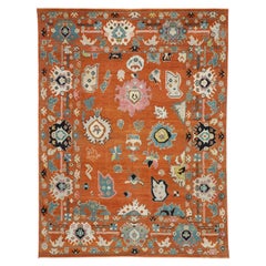 New Contemporary Oushak Rug with Hollywood Regency and Post-Modern Style