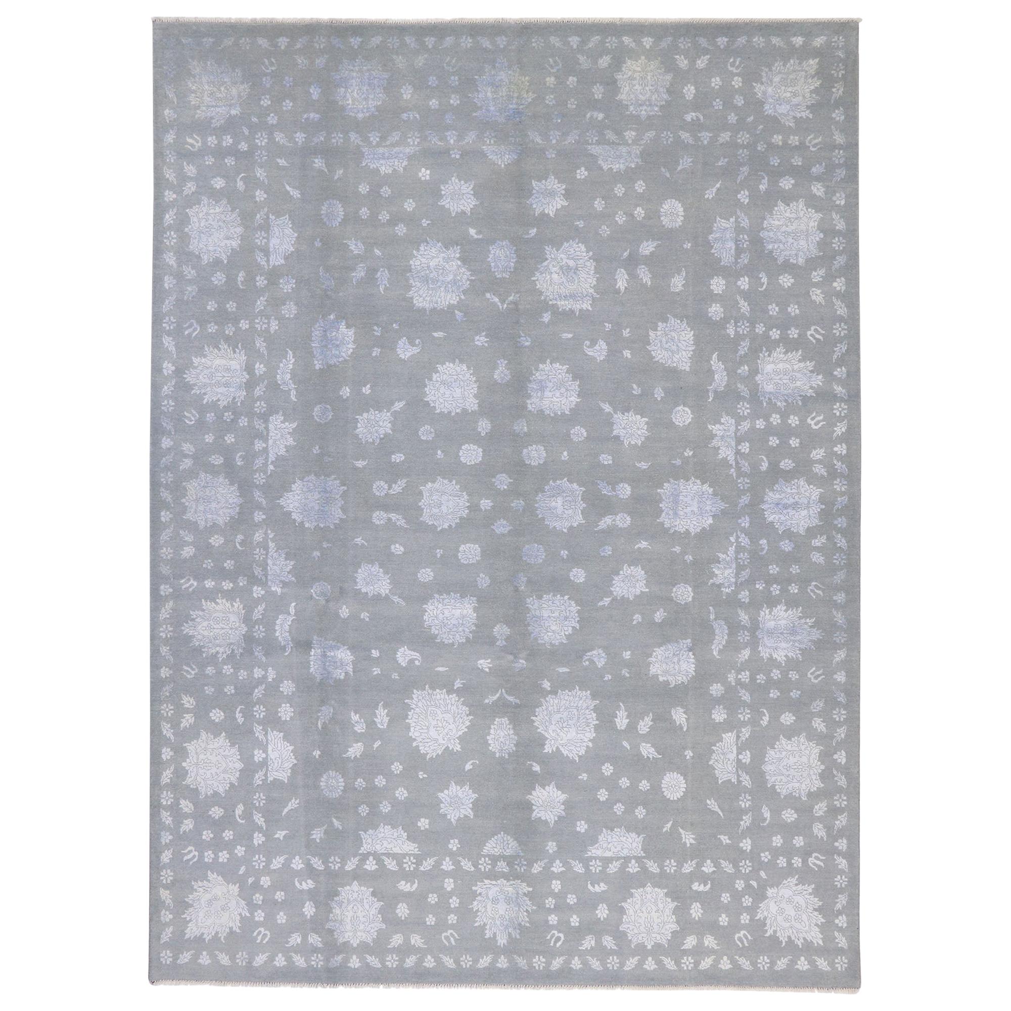 New Contemporary Oushak Rug with Hollywood Regency Style For Sale
