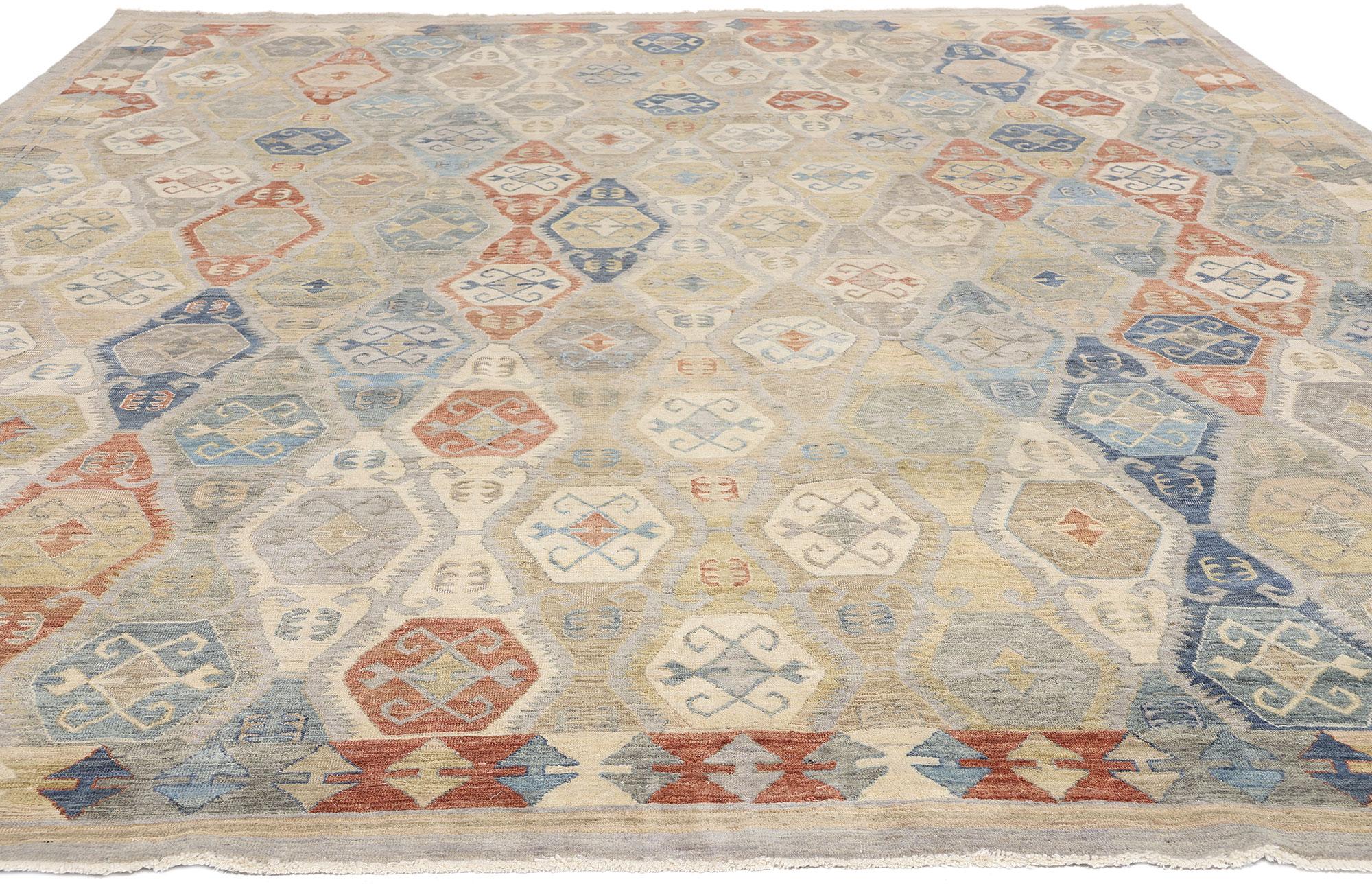 Aesthetic Movement New Modern Earth-Tone Oushak Carpet with Traditional Style For Sale