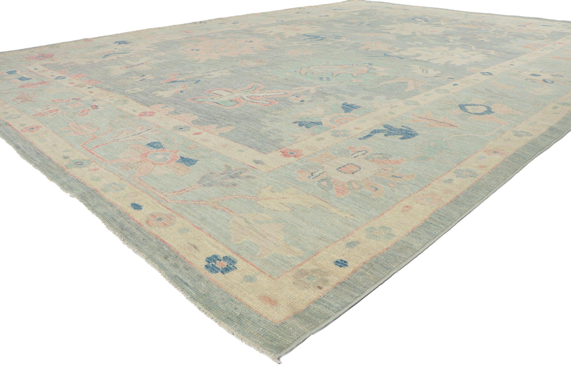 80929 new contemporary oushak rug with Modern style, 10'00 x 13'10.