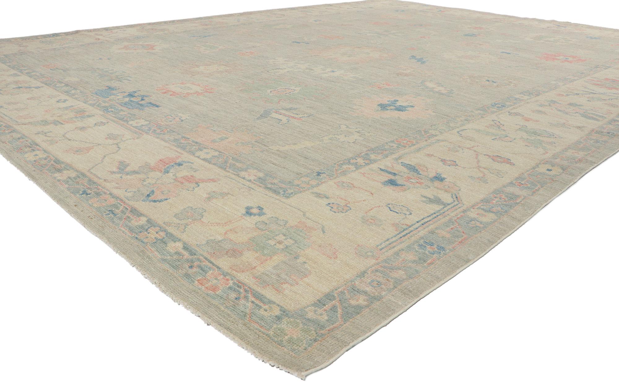 80927 contemporary oushak rug with Modern style, 10'01 x 13'09.
    