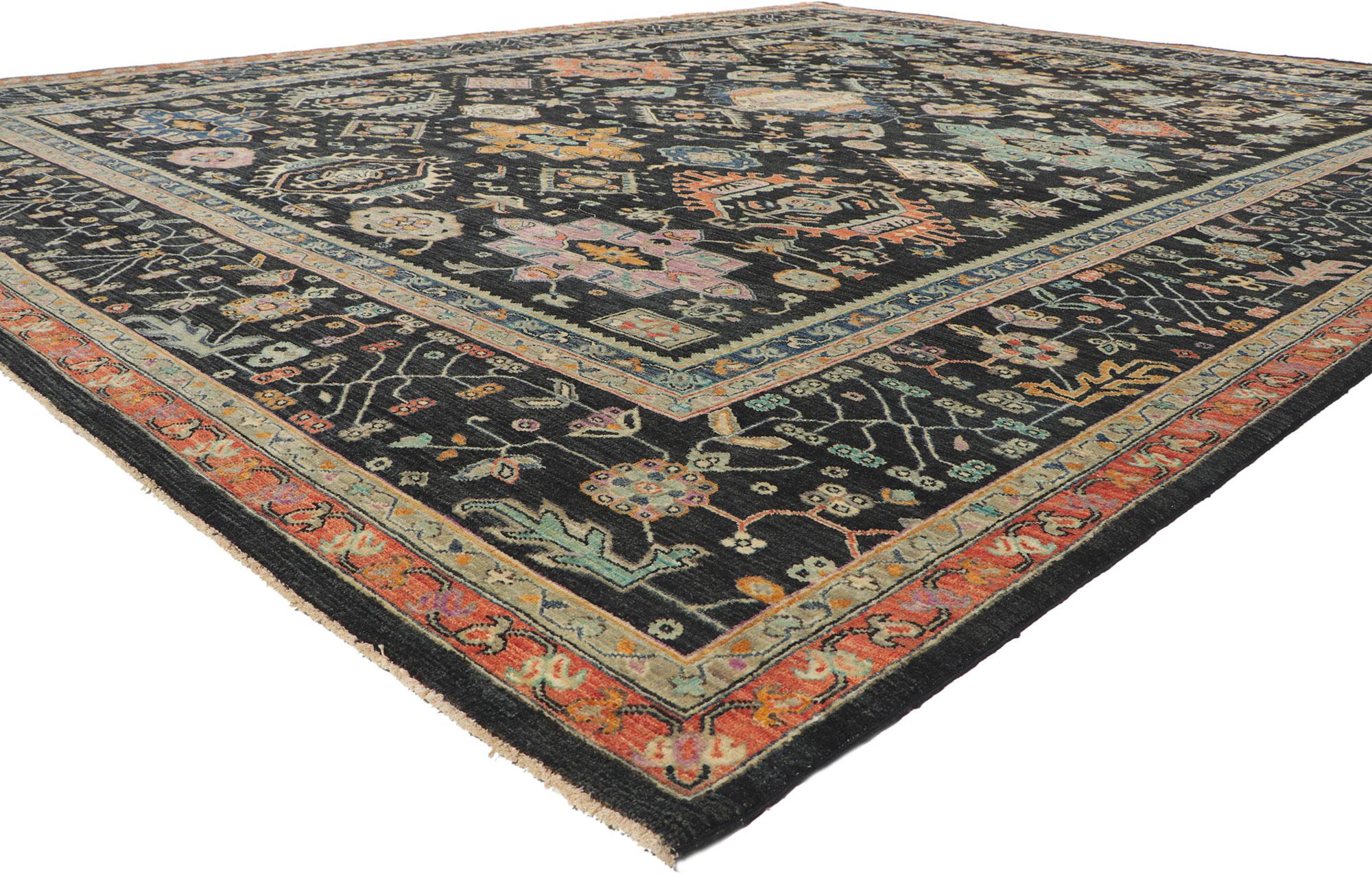 80938 new Contemporary Oushak rug with Modern style, Measures: 11'11 x 15'00.