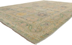New Colorful Modern Biophilic Oushak Rug with Contemporary Elegance
