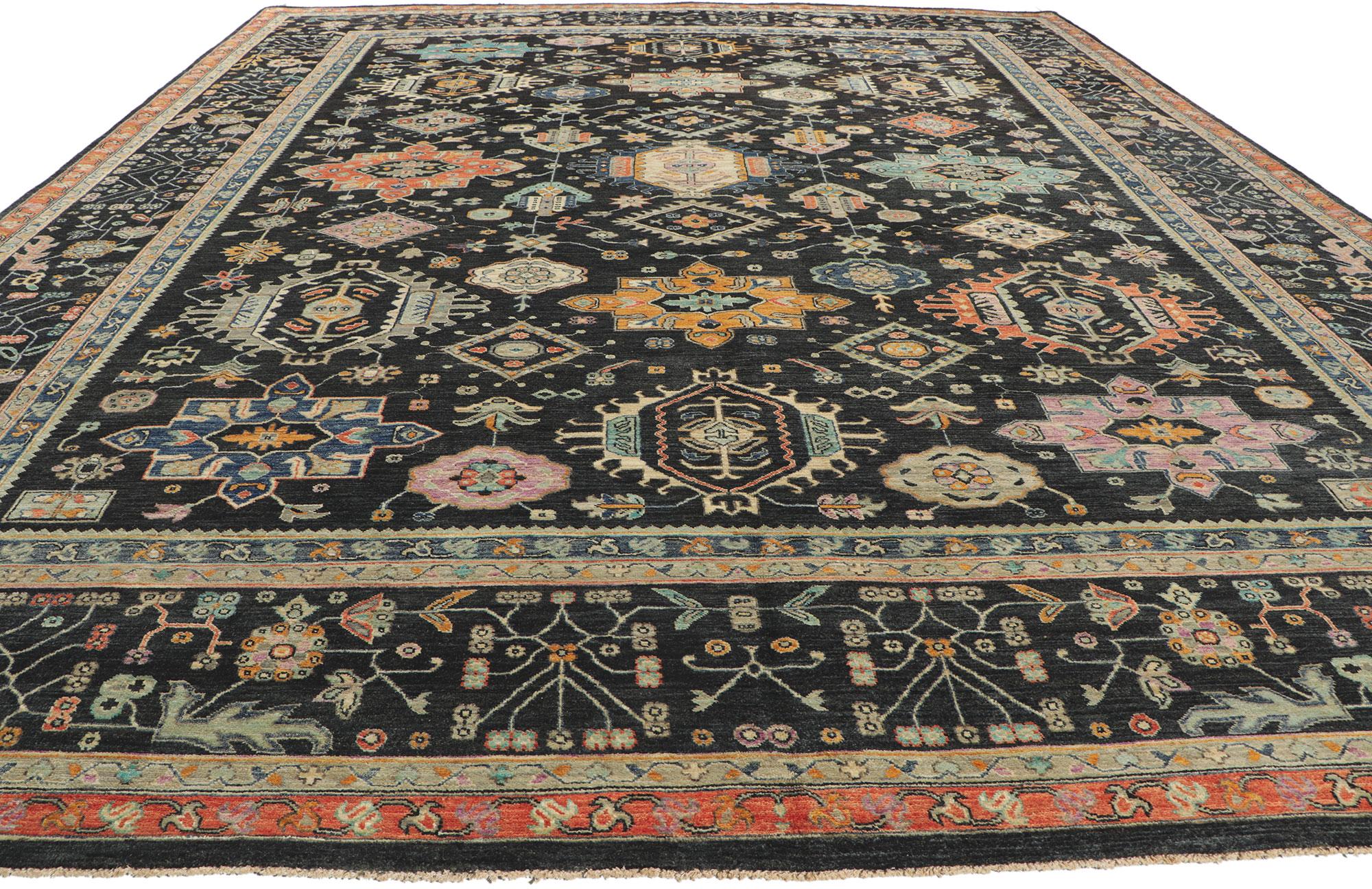 Nueva Alfombra Moderna Contemporánea Oushak Negra, 11'11 x 15'00 Pakistaní en venta