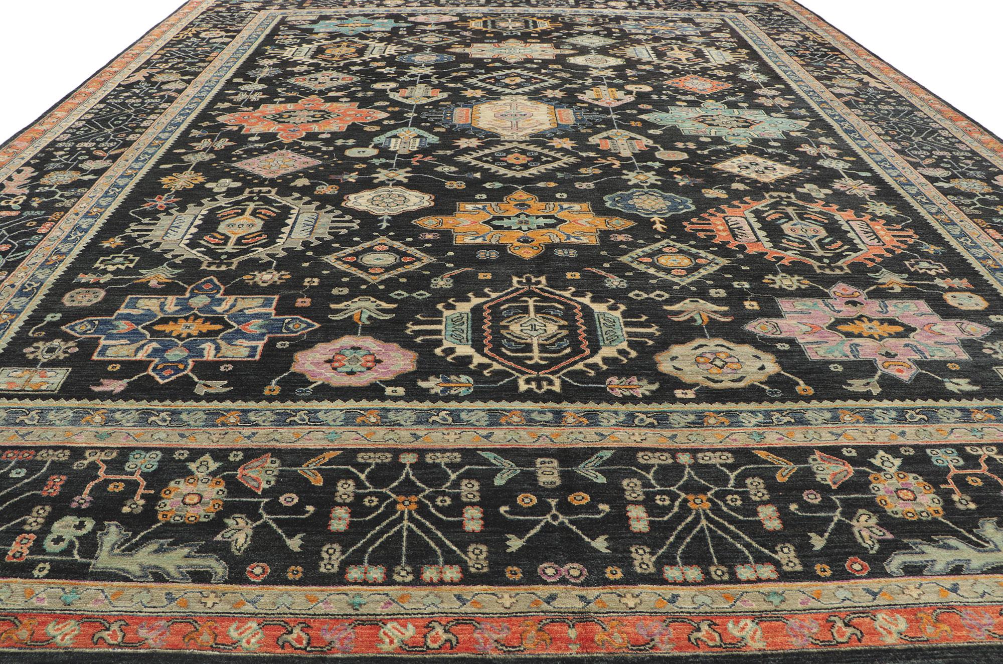 Nueva Alfombra Moderna Contemporánea Oushak Negra, 11'11 x 15'00 Anudado a mano en venta