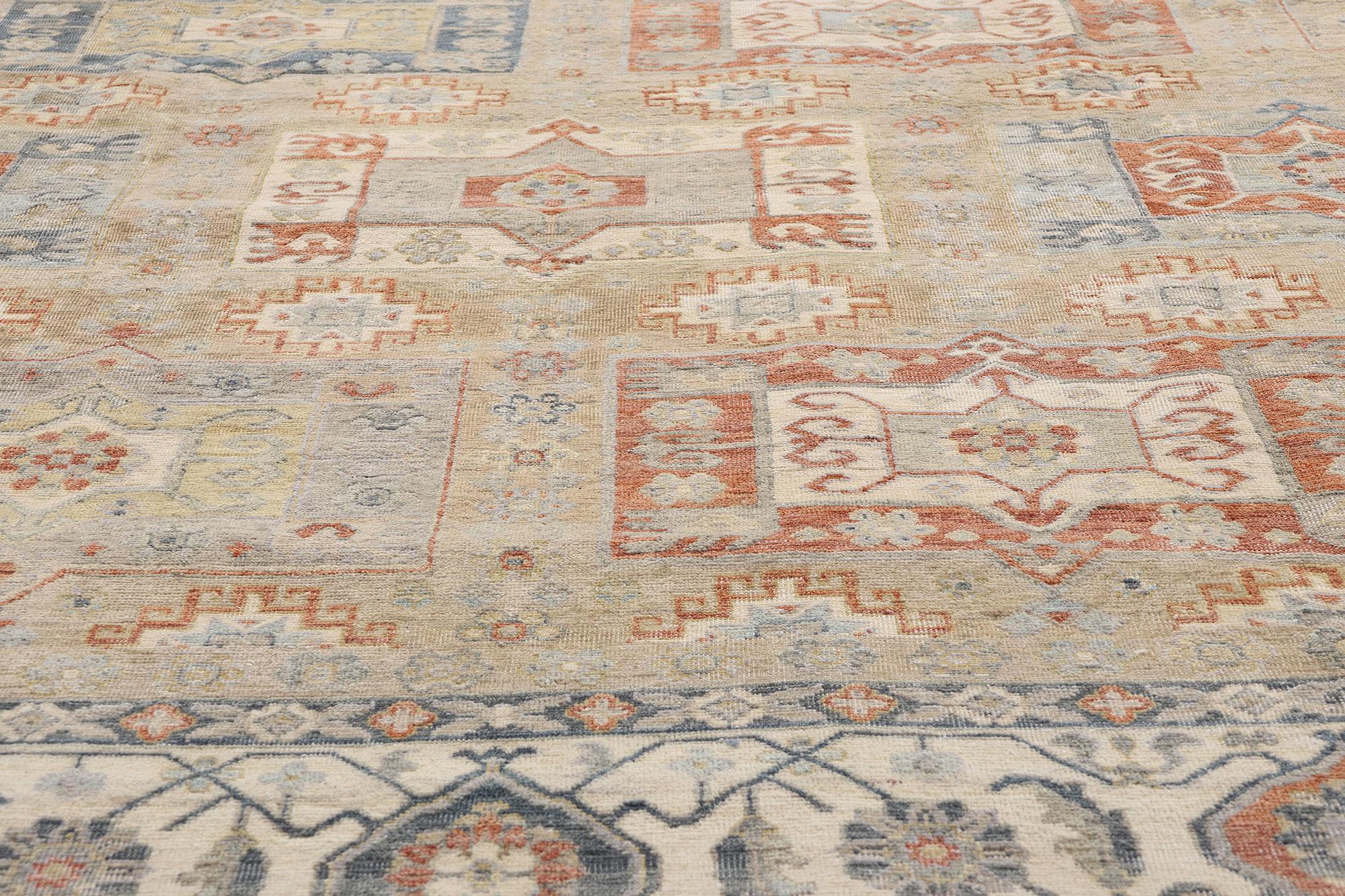 Hand-Knotted New Contemporary Oushak Rug with Modern Style For Sale