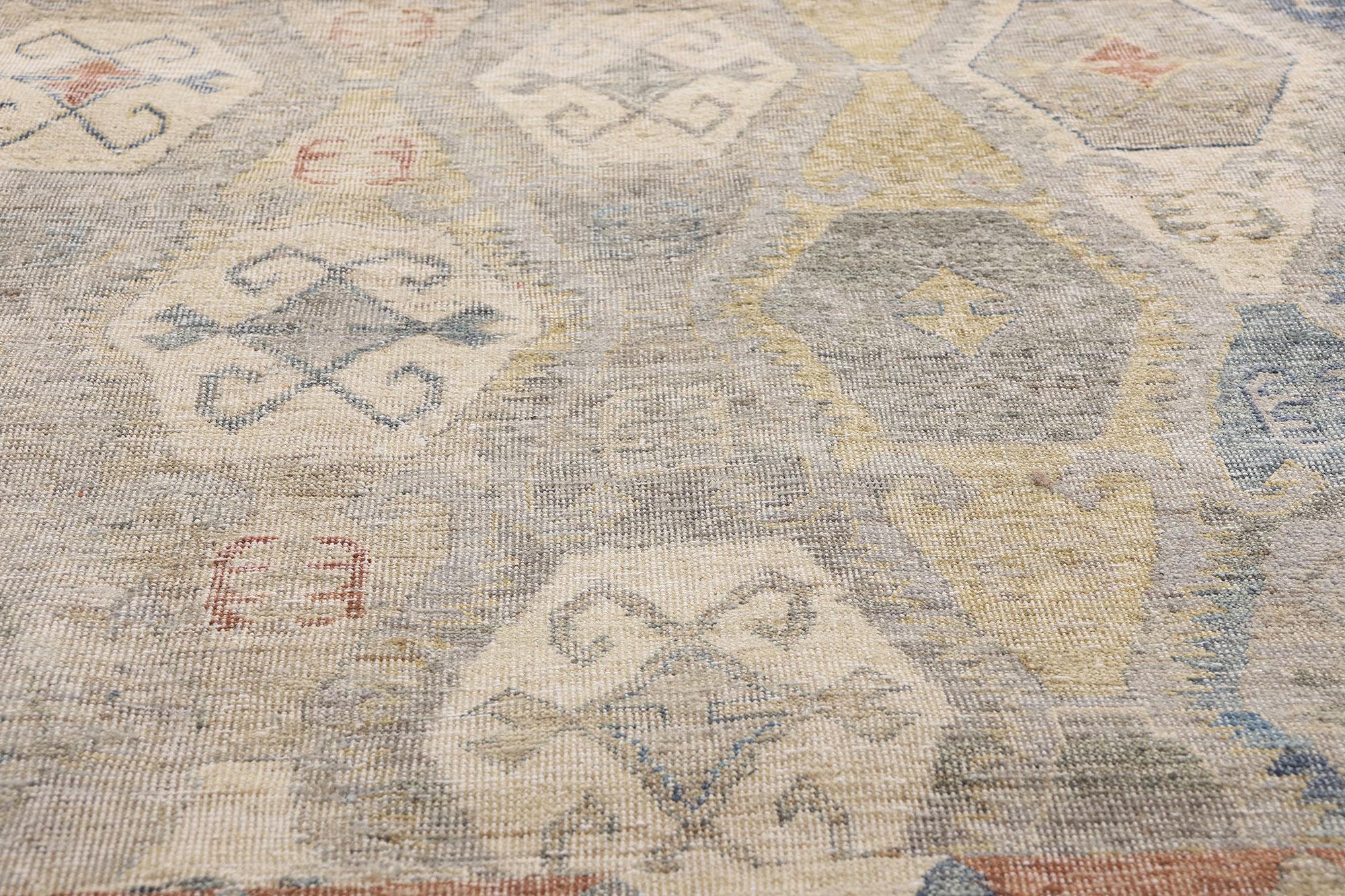Hand-Knotted New Contemporary Oushak Rug with Modern Style For Sale