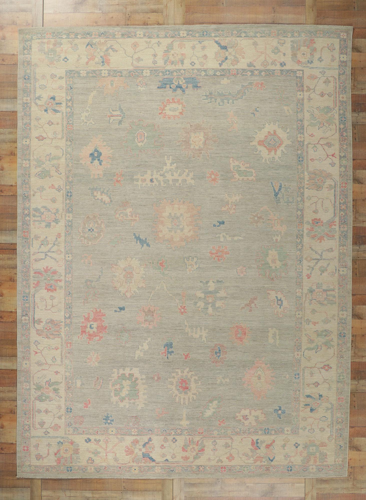 Wool New Contemporary Oushak Rug with Modern Style For Sale