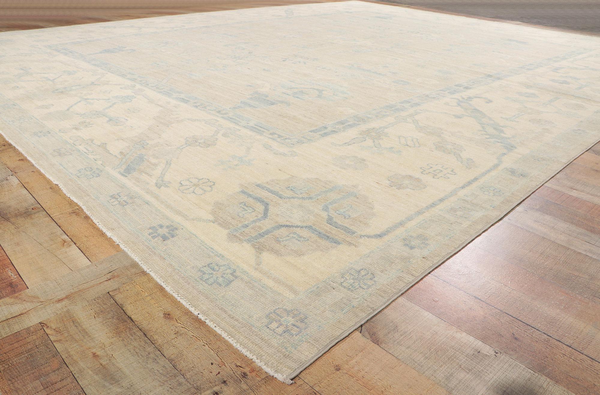 Lana Tappeto Oushak contemporaneo, 11'06 x 14'03 in vendita