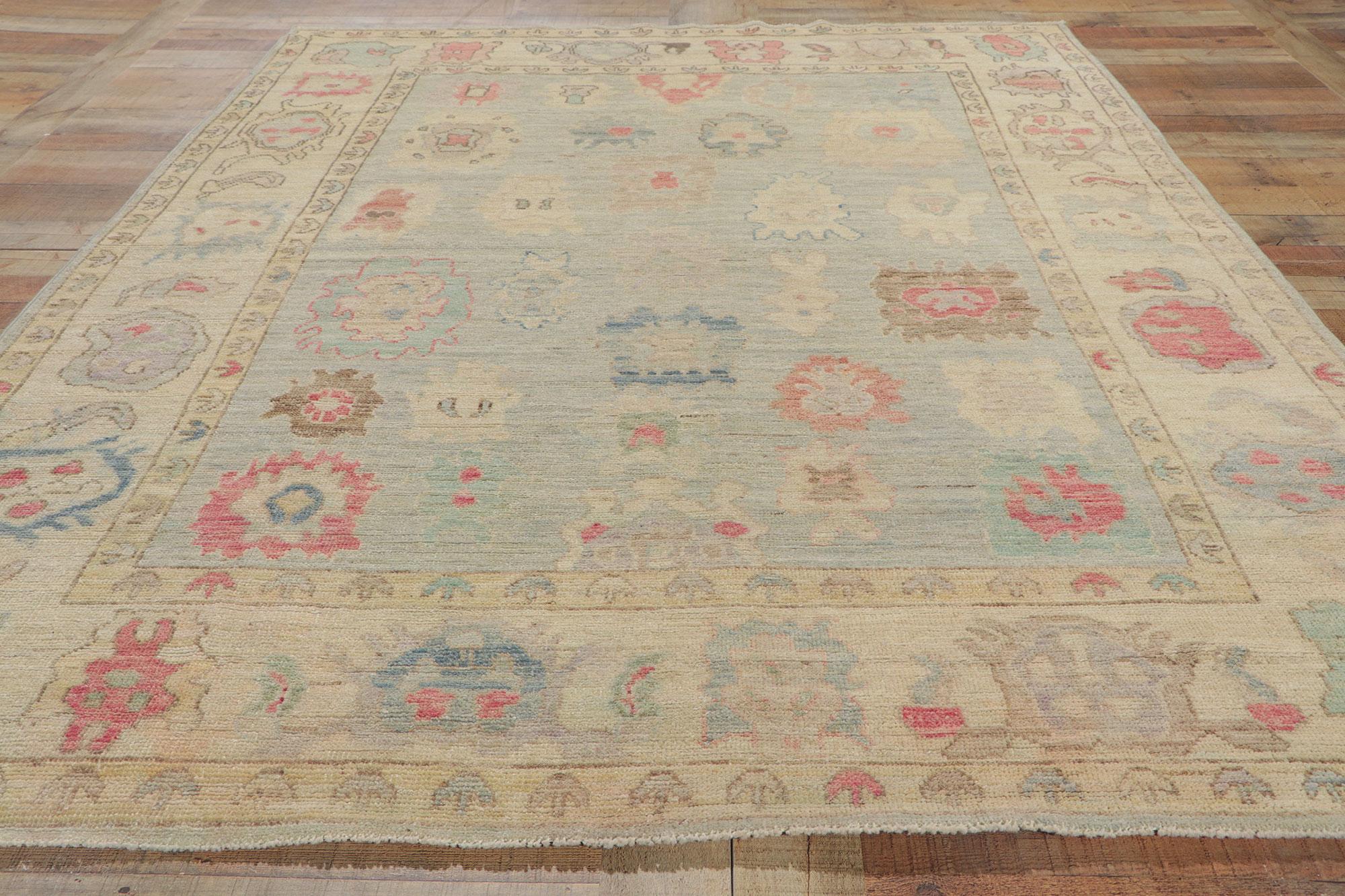 New Contemporary Oushak Rug with Modern Style For Sale 3