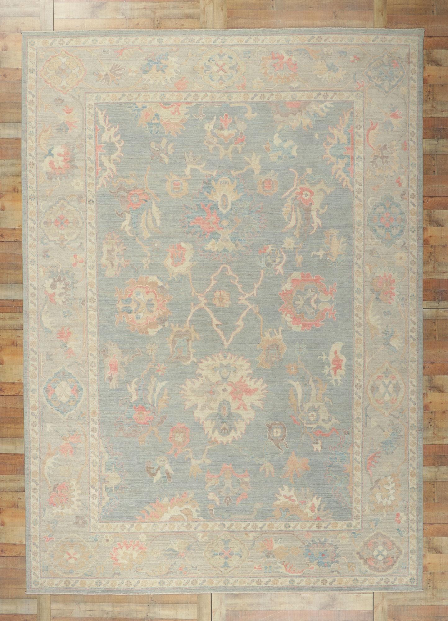 New Contemporary Oushak Rug with Modern Style For Sale 1