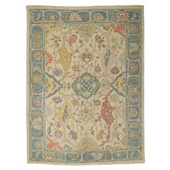 Colorful Oushak Rug, Contemporary Elegance Meets Modern Jungalow Style