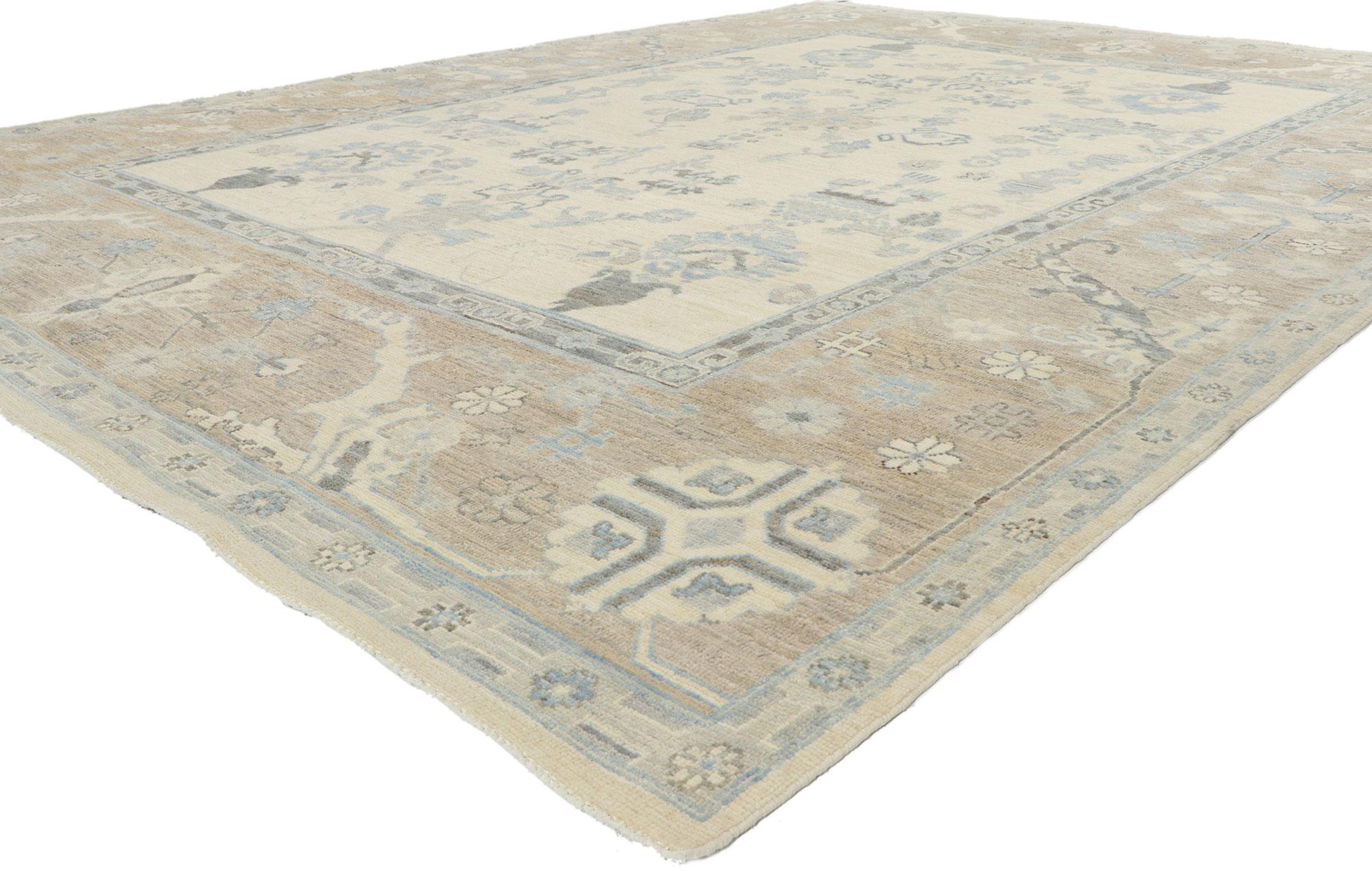 80908 New Contemporary oushak rug with Modern Traditional style, 08'10 x 11'08.