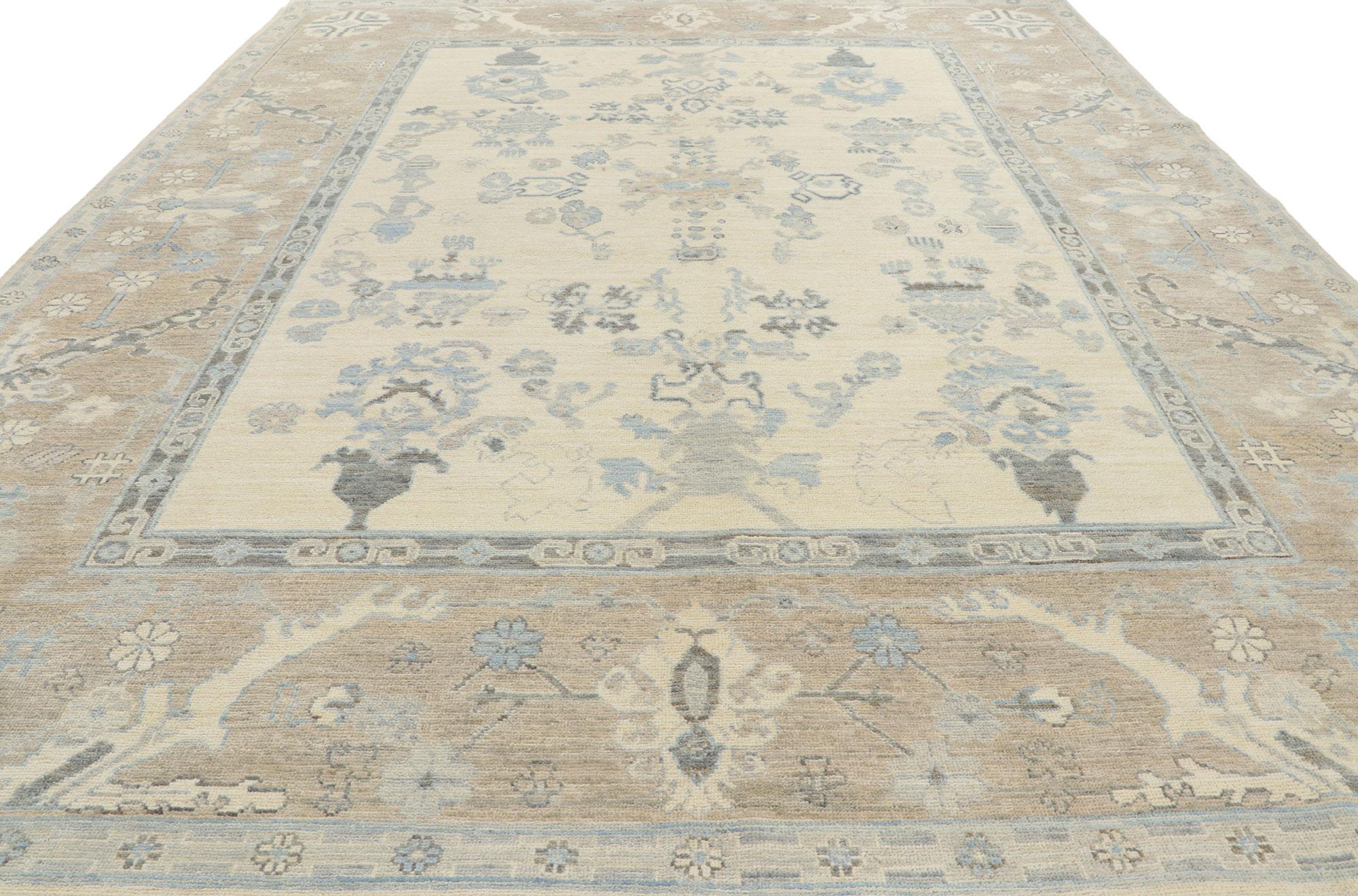 Hand-Knotted New Contemporary Oushak Rug with Modern Traditional Style For Sale